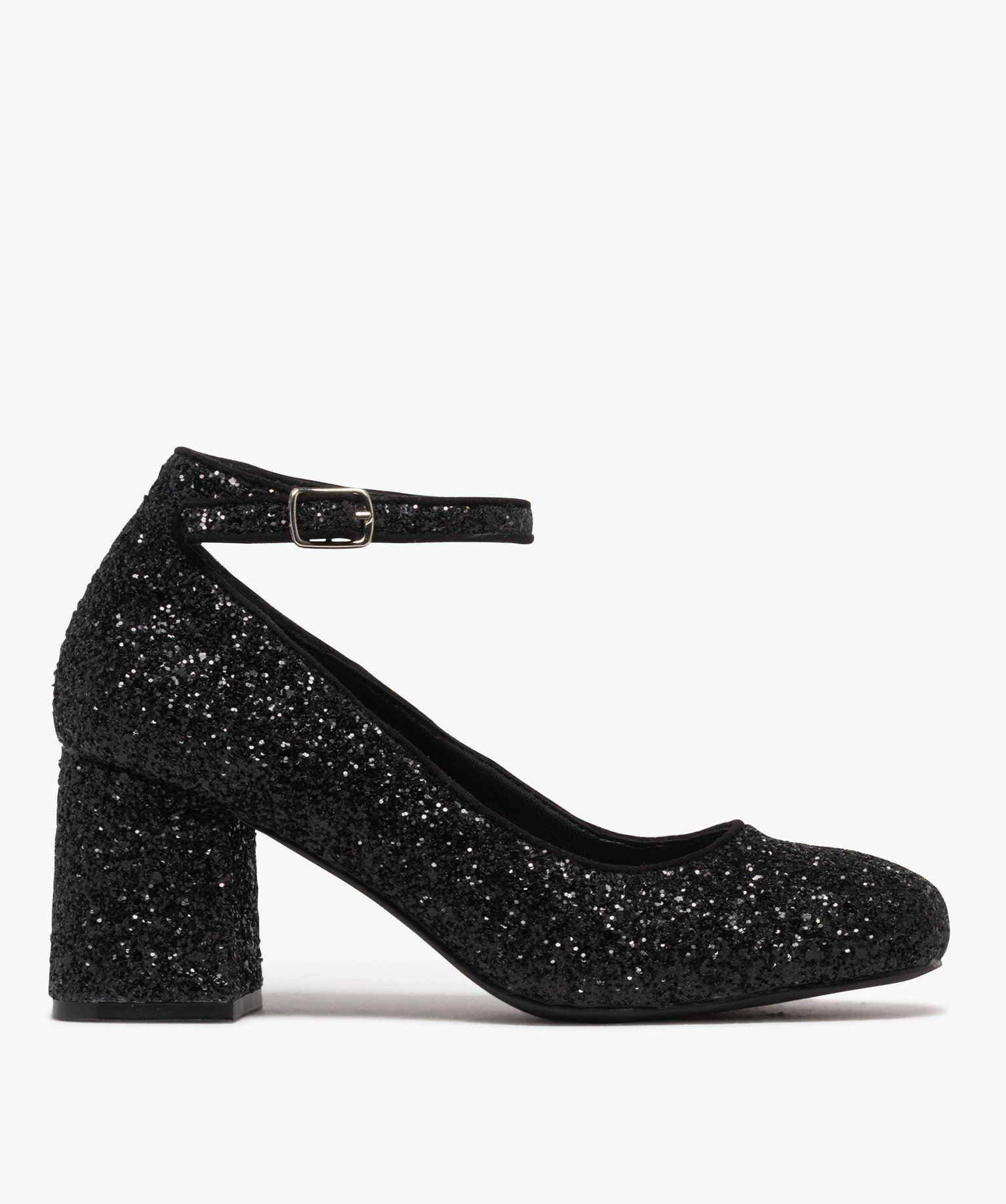 escarpins a bride cheville et talon large femme noir standard