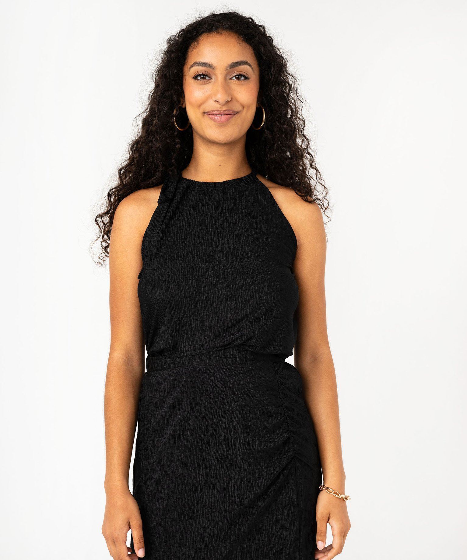 debardeur en maille froissee femme noir debardeurs