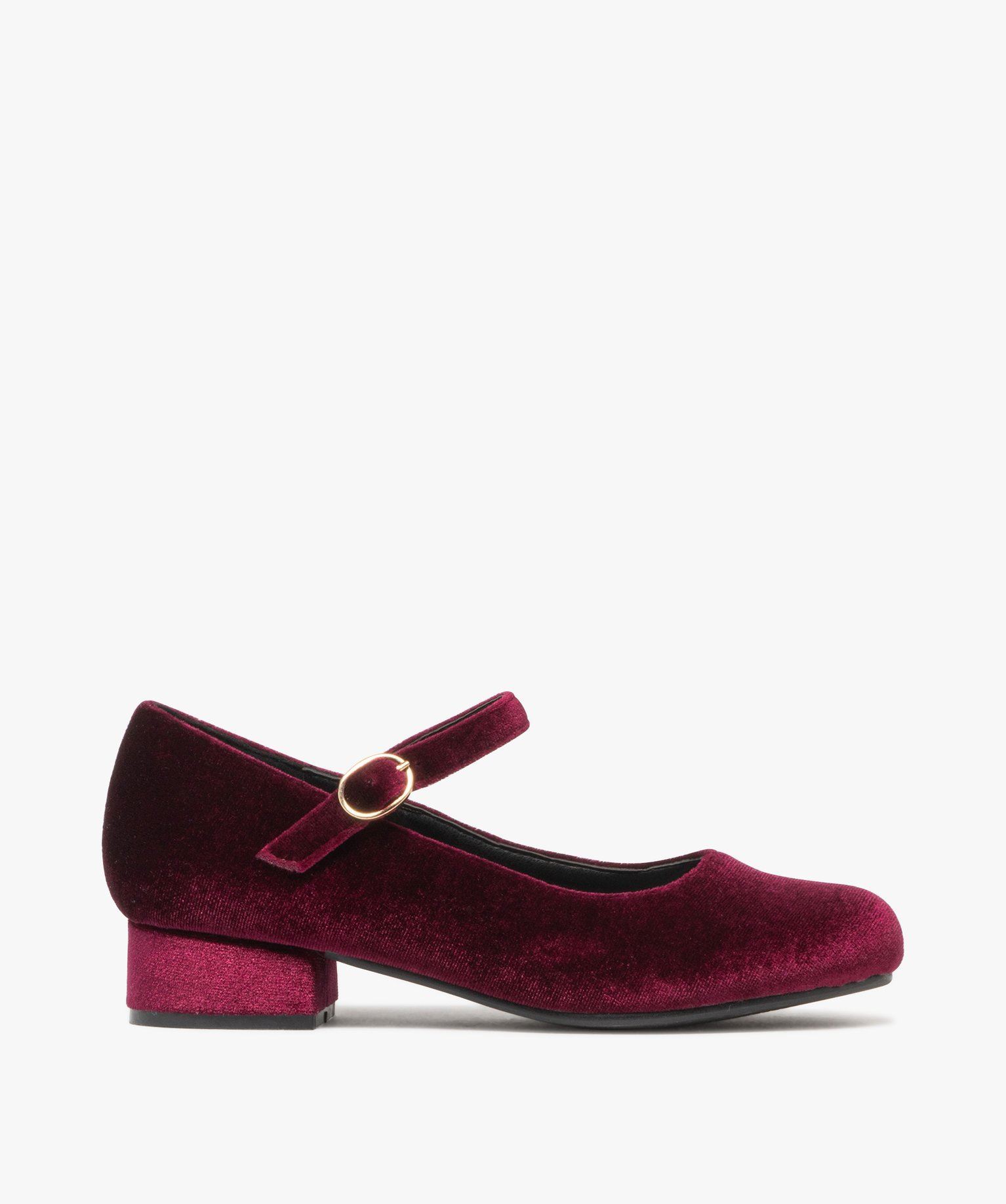 ballerines fille en suedine a talon carre et bride a boucle violet standard