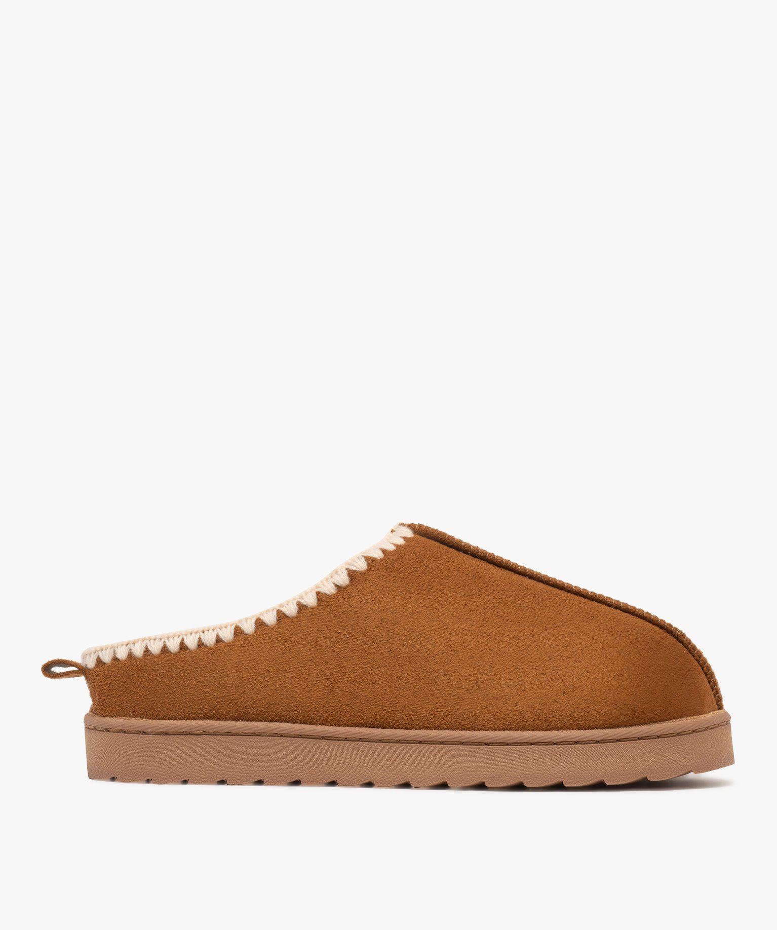 chaussons mules avec doublure peluche femme brun