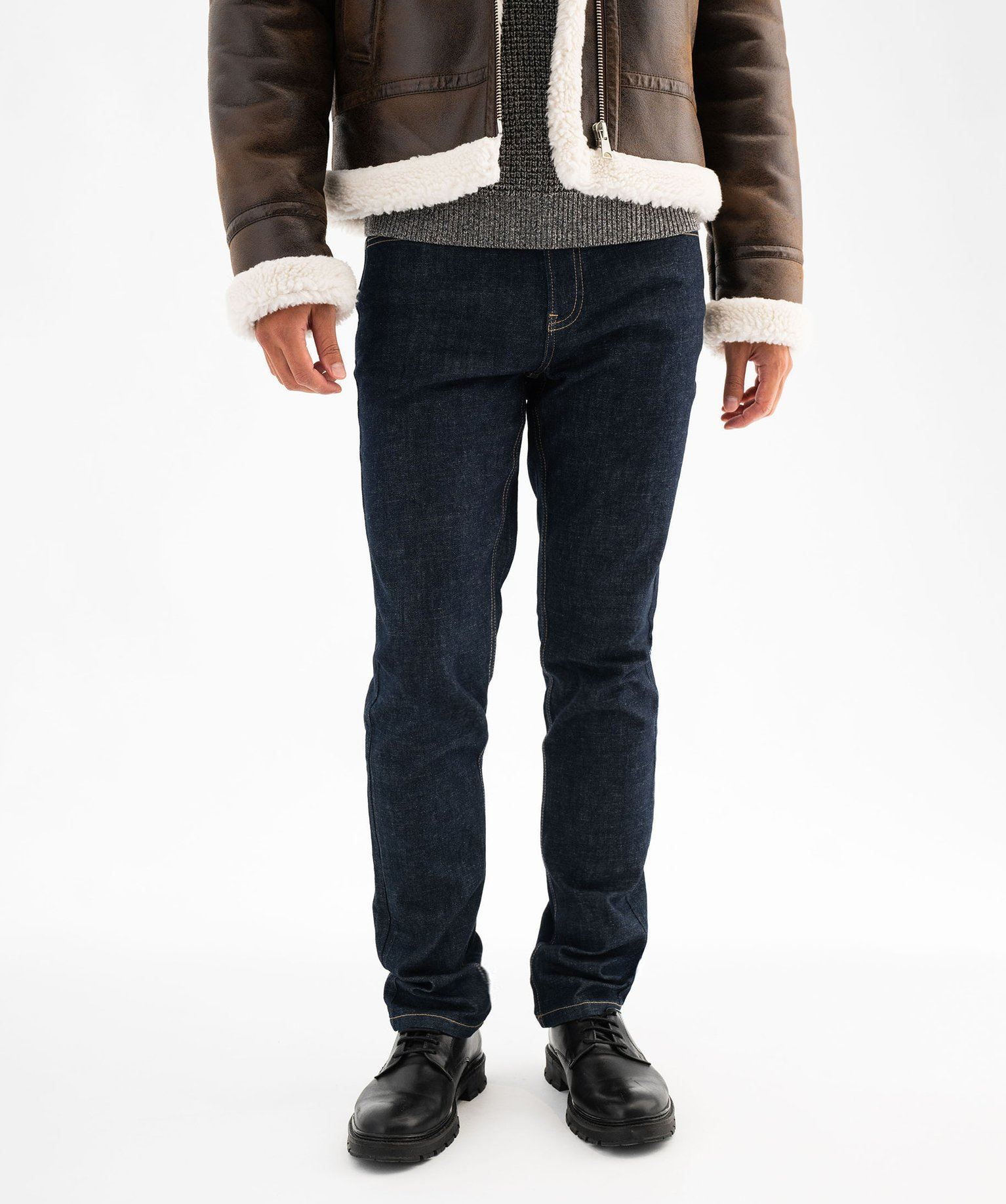 jean en denim stretch brut coupe droite homme bleu