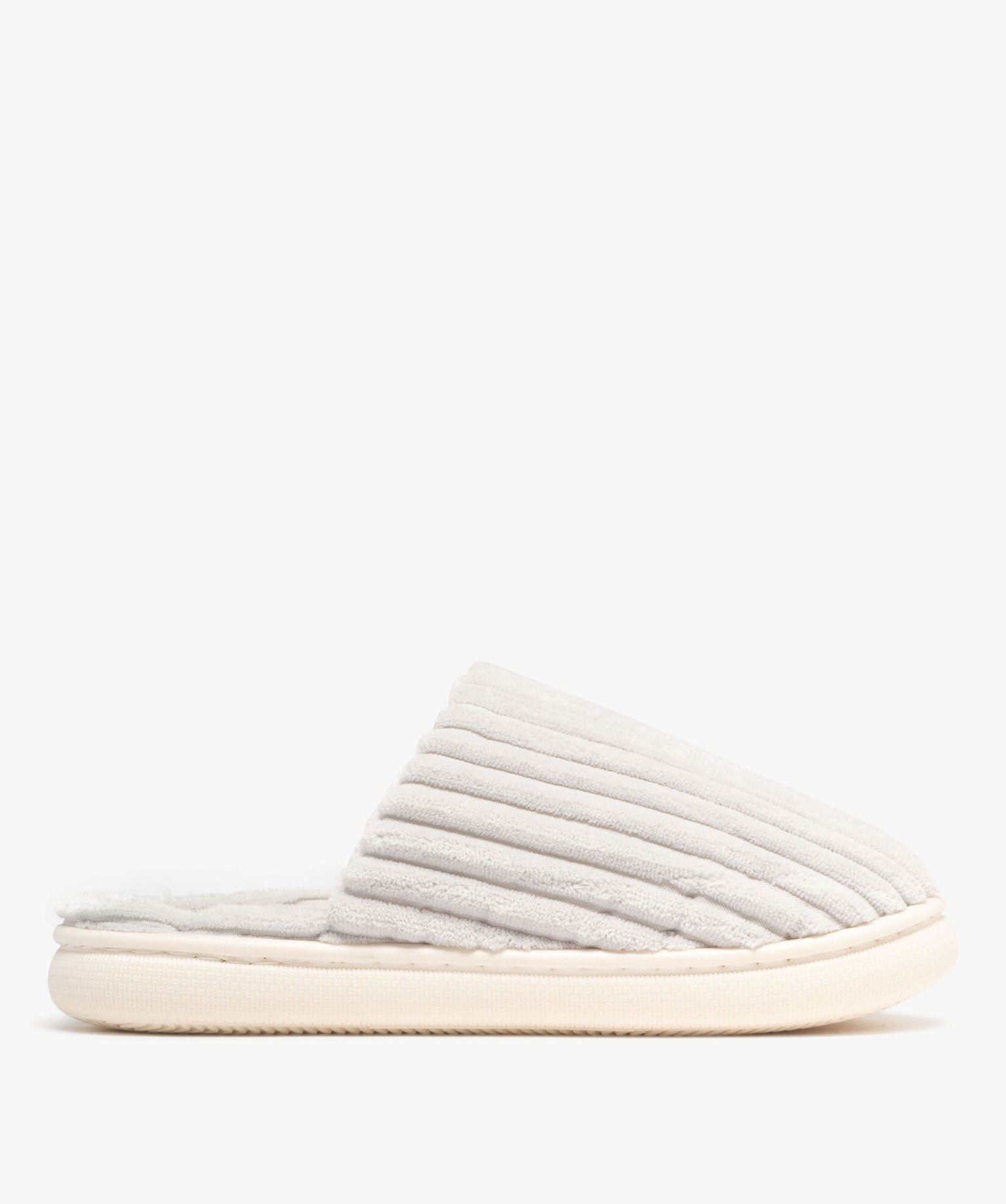 chaussons femme mules en velours cotele a semelle plateforme rose standard