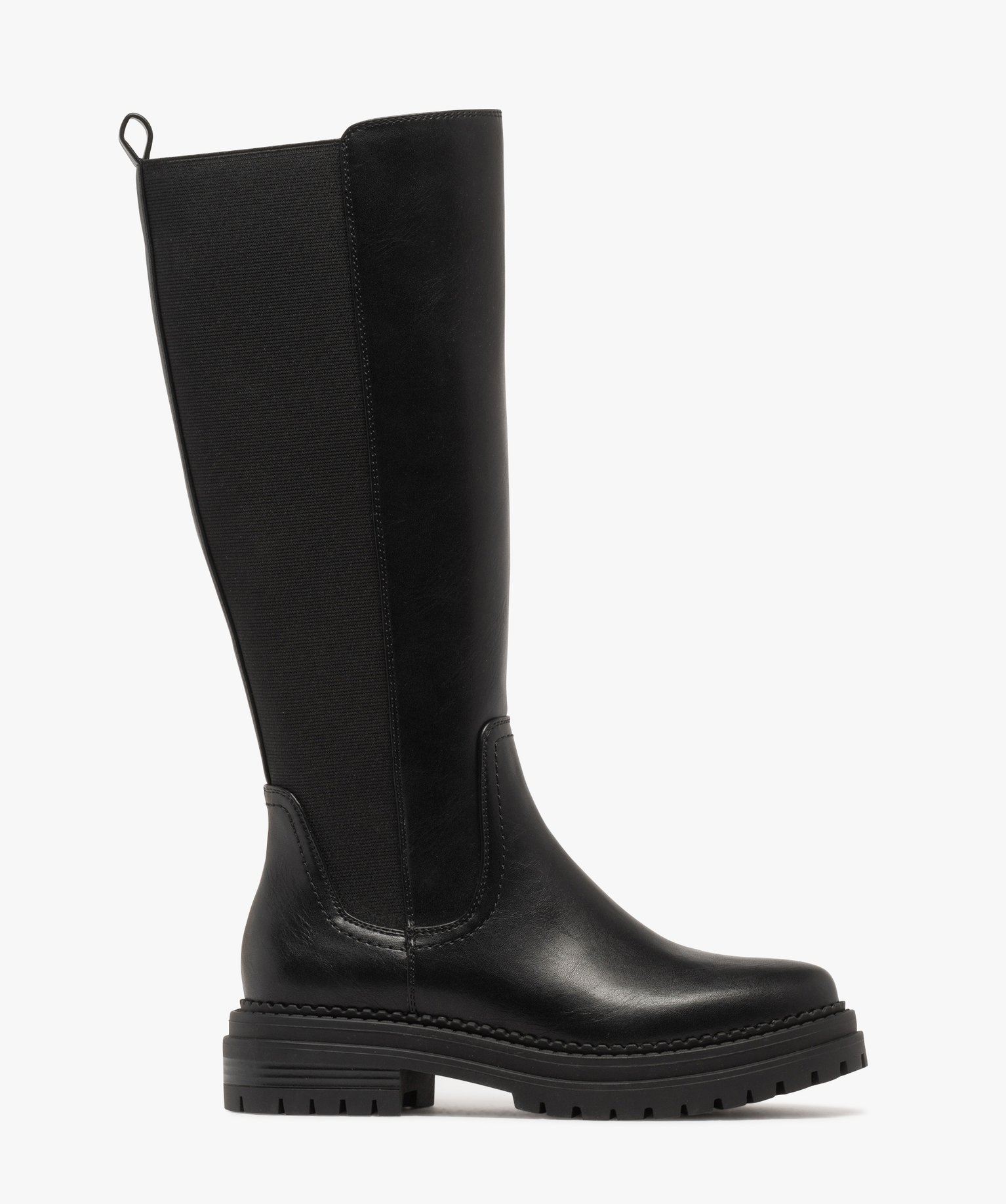 bottes avec tige bi-matiere a semelle crantee femme noir standard