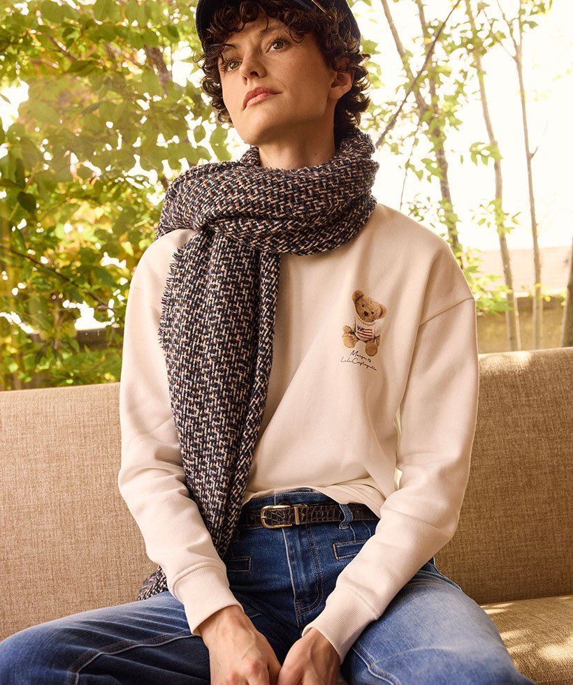 sweat molletonne avec motif poitrine femme - lulucastagnette beige sweats