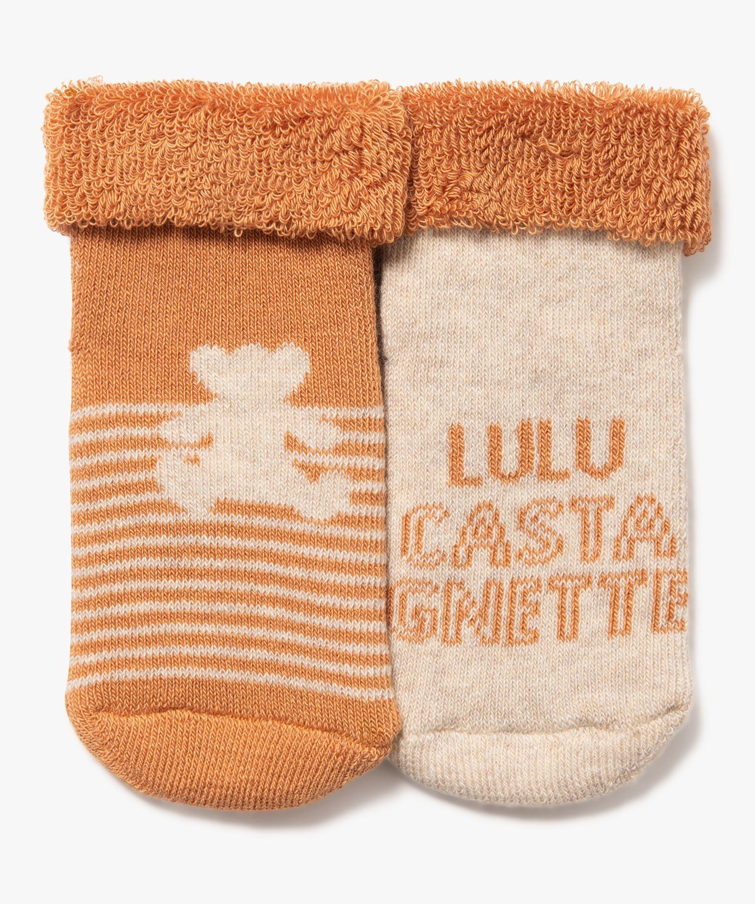 chaussettes en maille bouclette douillette imprimee bebe (lot de 2) - lulucastagnette marron standard
