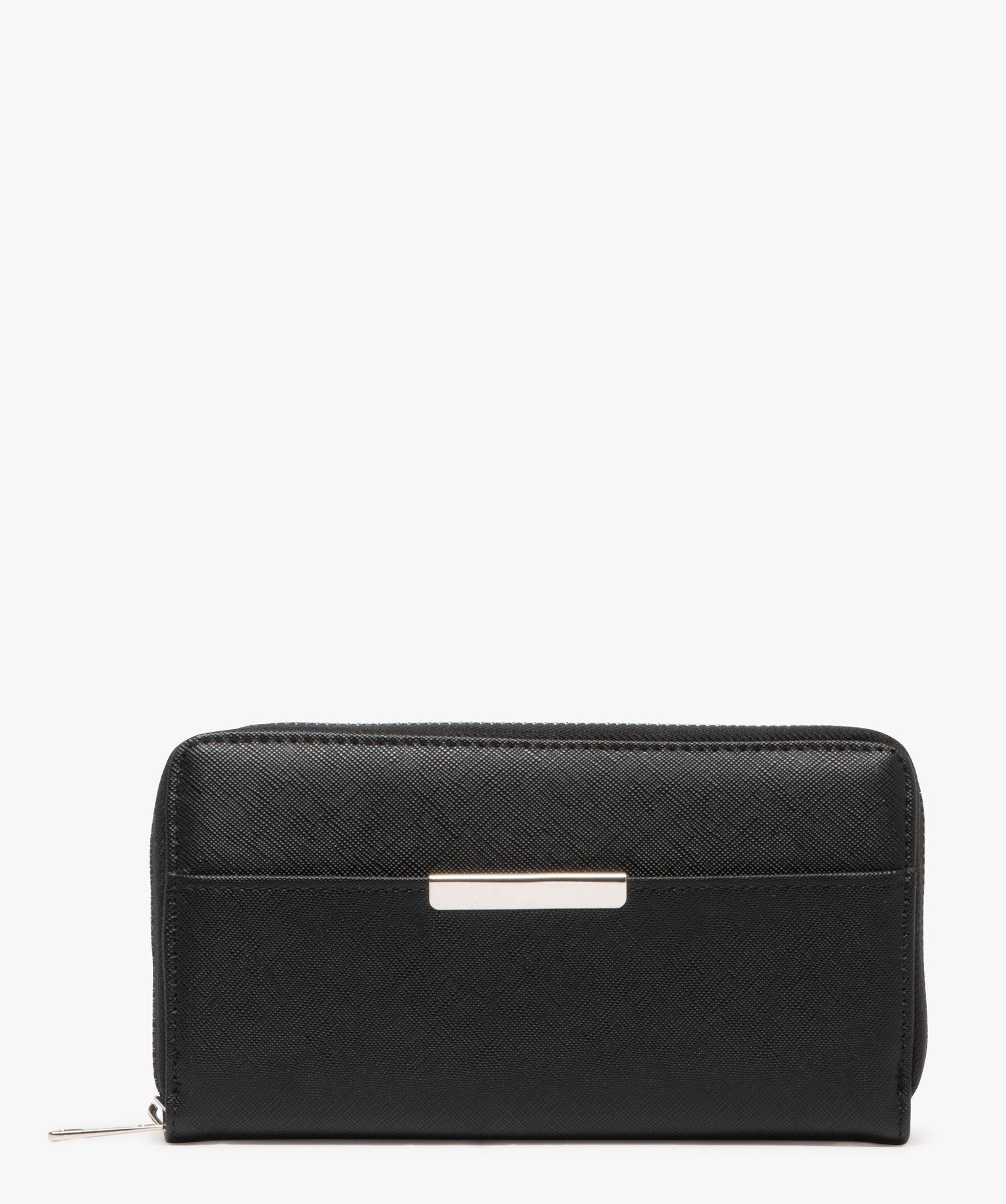 portefeuille rigide fermeture zippee femme noir standard porte-monnaie et portefeuilles