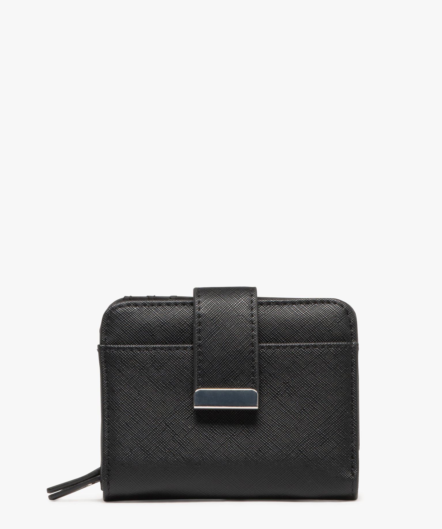 portefeuille compact fermeture par zip et bouton pression femme