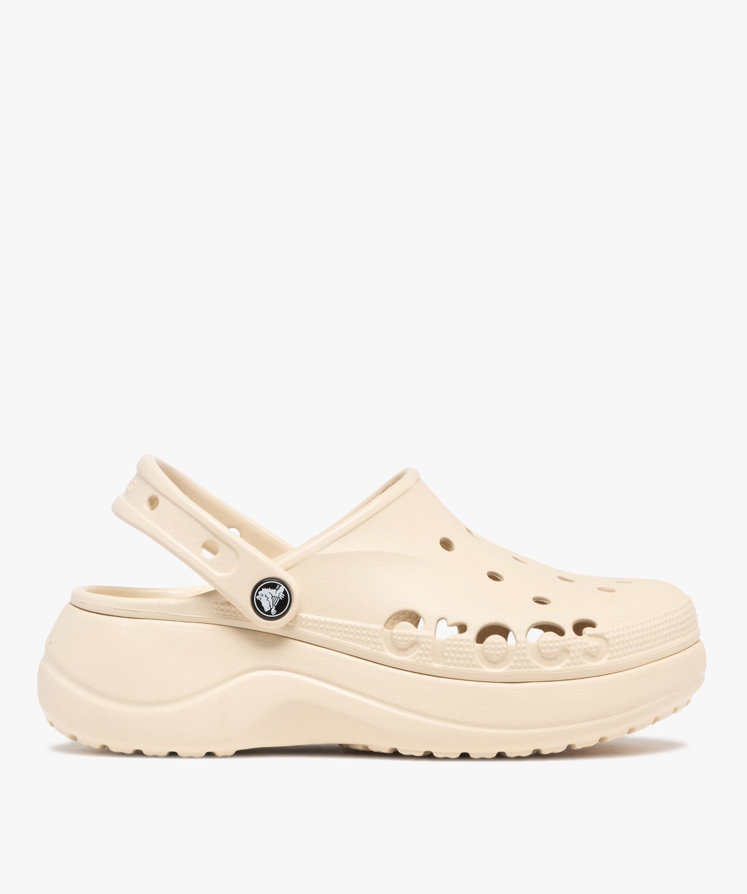 sabots souples femme a semelle plateforme et dessus perfore bayaband - crocs beige standard