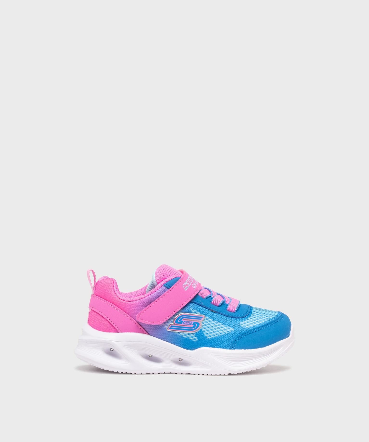 baskets basses souples en mesh a semelle lumineuse fille - skechers bleu vif