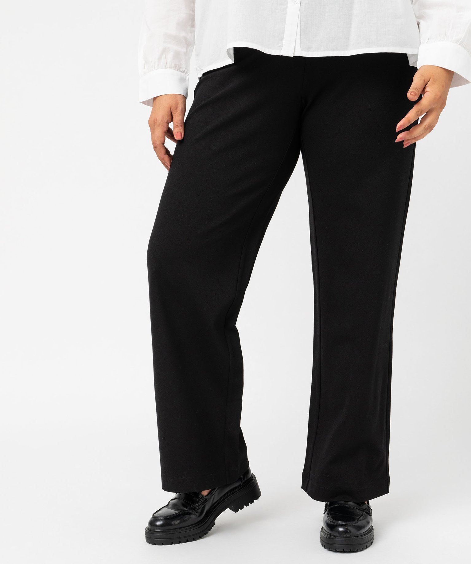 pantalon large en maille souple et extensible femme noir pantalons larges