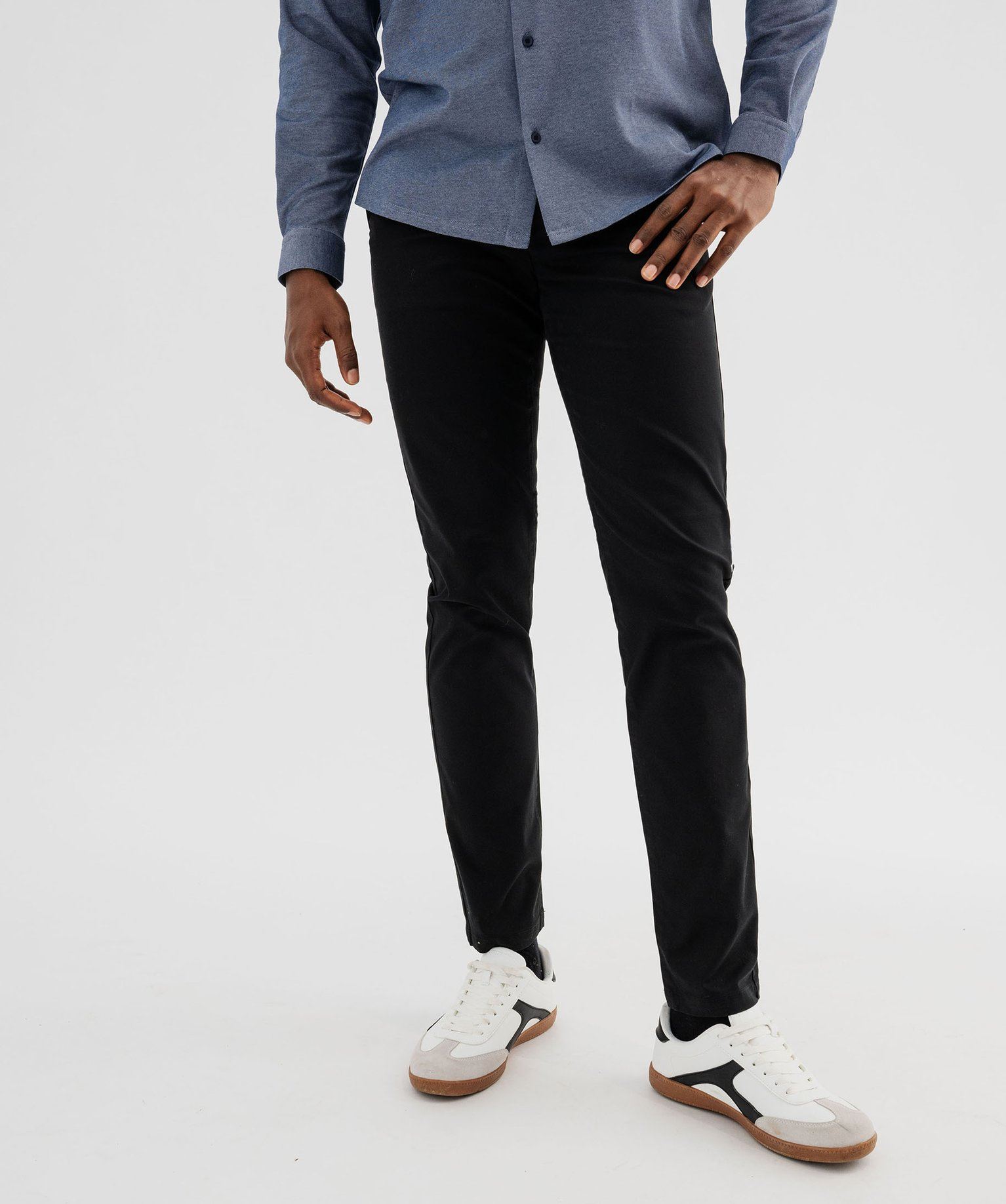 pantalon chino slim en coton stretch homme noir standard