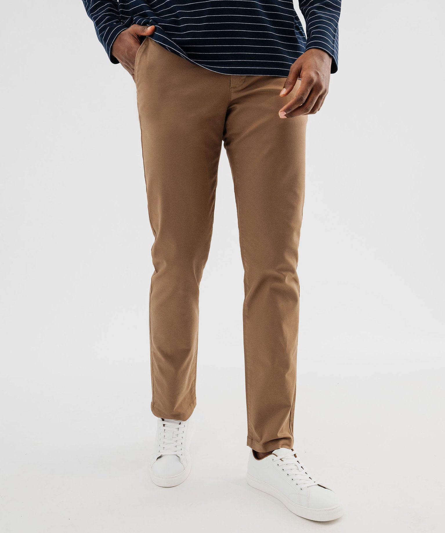 pantalon chino slim en coton stretch homme marron standard