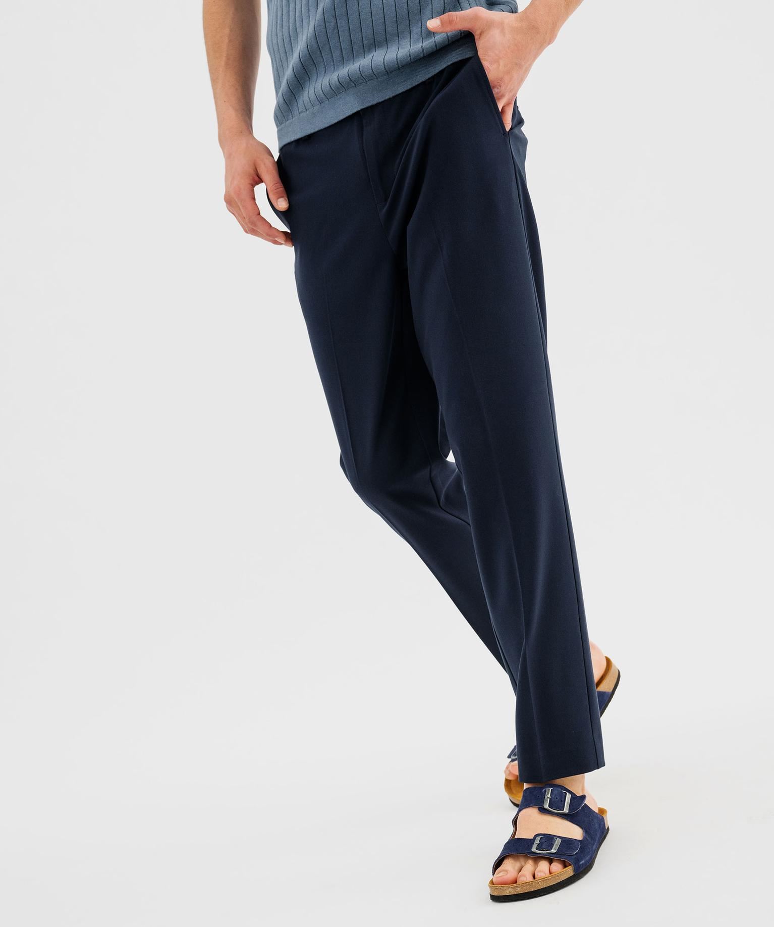 pantalon en toile avec taille ajustable homme bleu standard