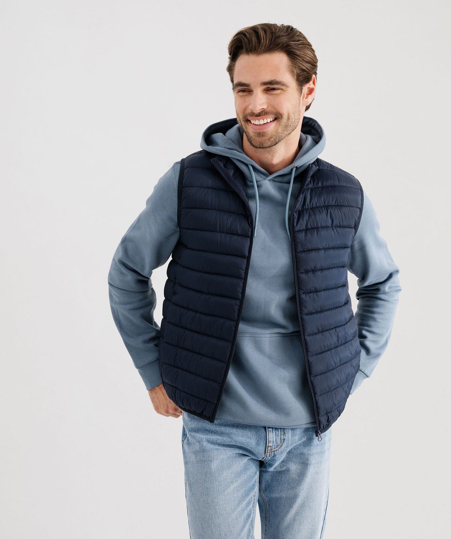 doudoune sans manches avec col montant homme bleu doudoune