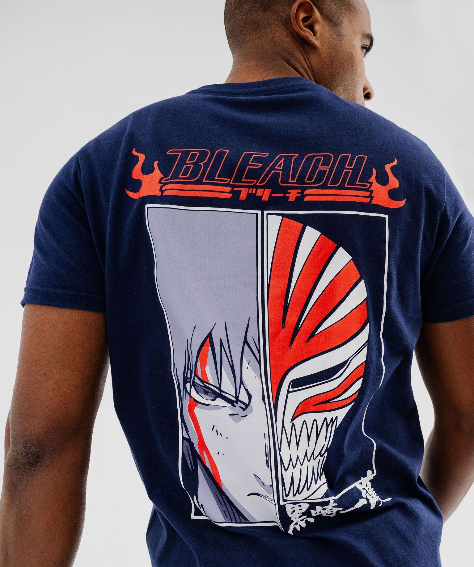 tee-shirt manches courtes en coton imprime devant et dos homme - bleach bleu standard tee-shirts