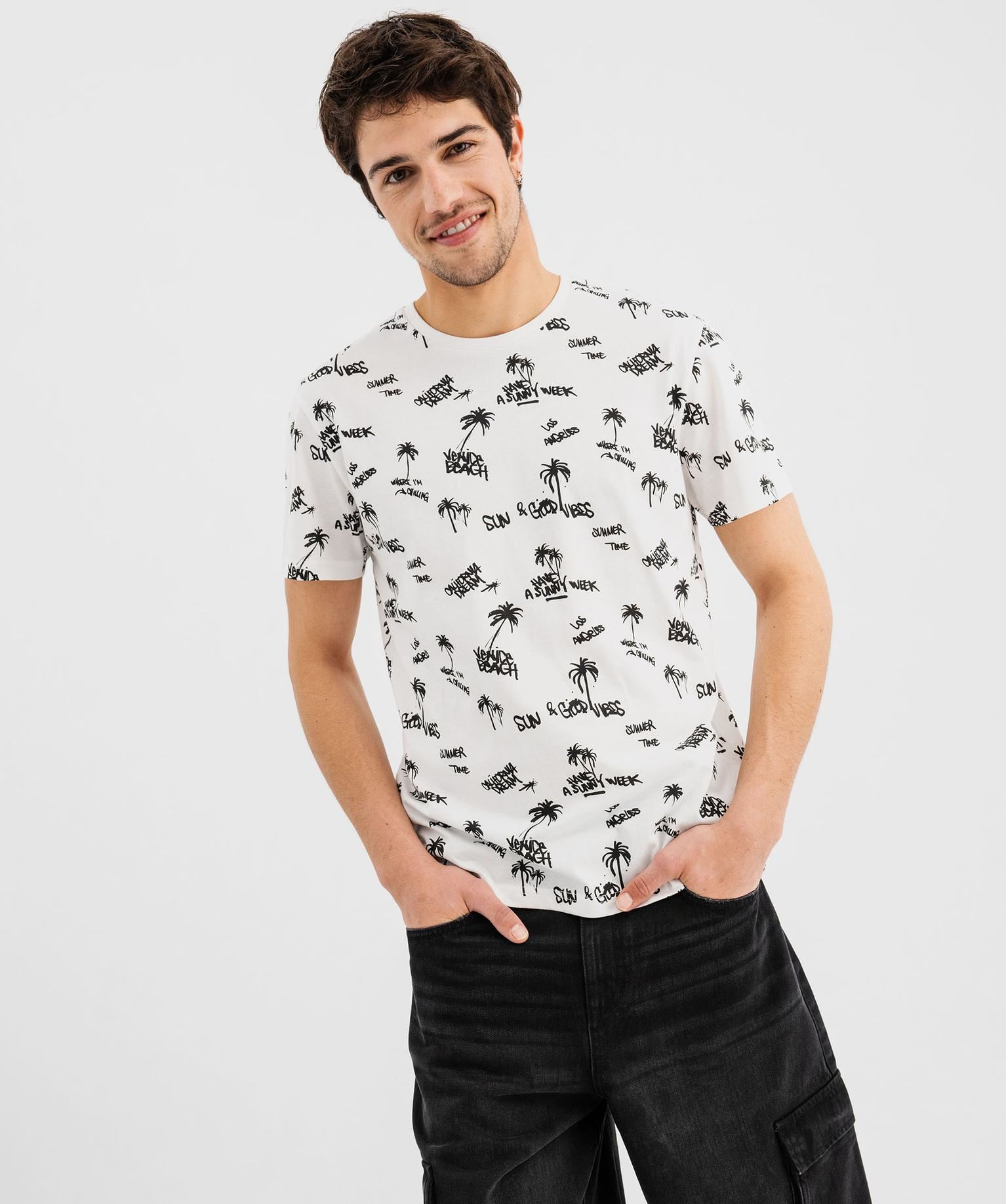 tee-shirt manches courtes imprime all over homme blanc standard tee-shirts