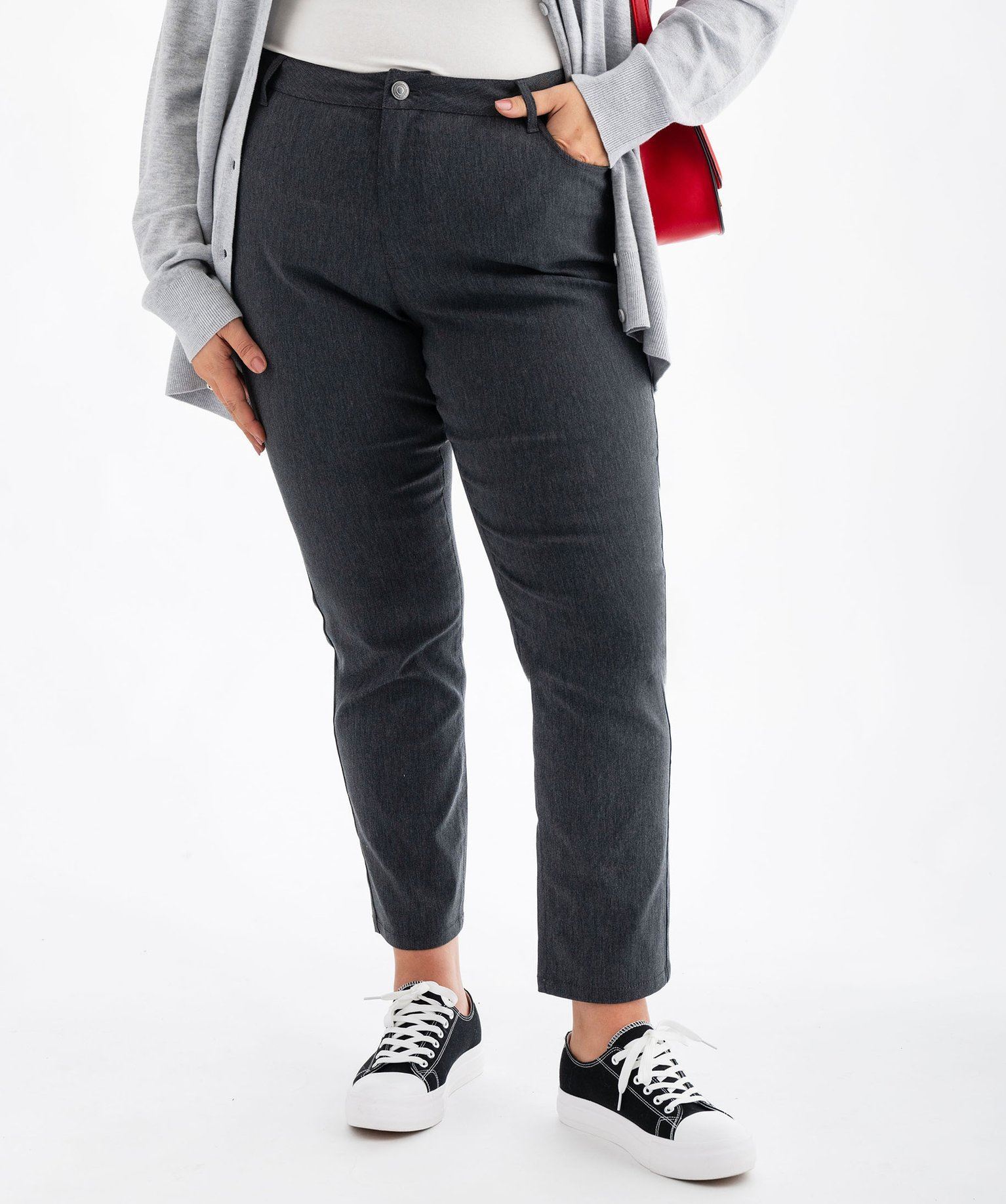 pantalon regular en viscose stretch femme grande taille gris standard pantalons