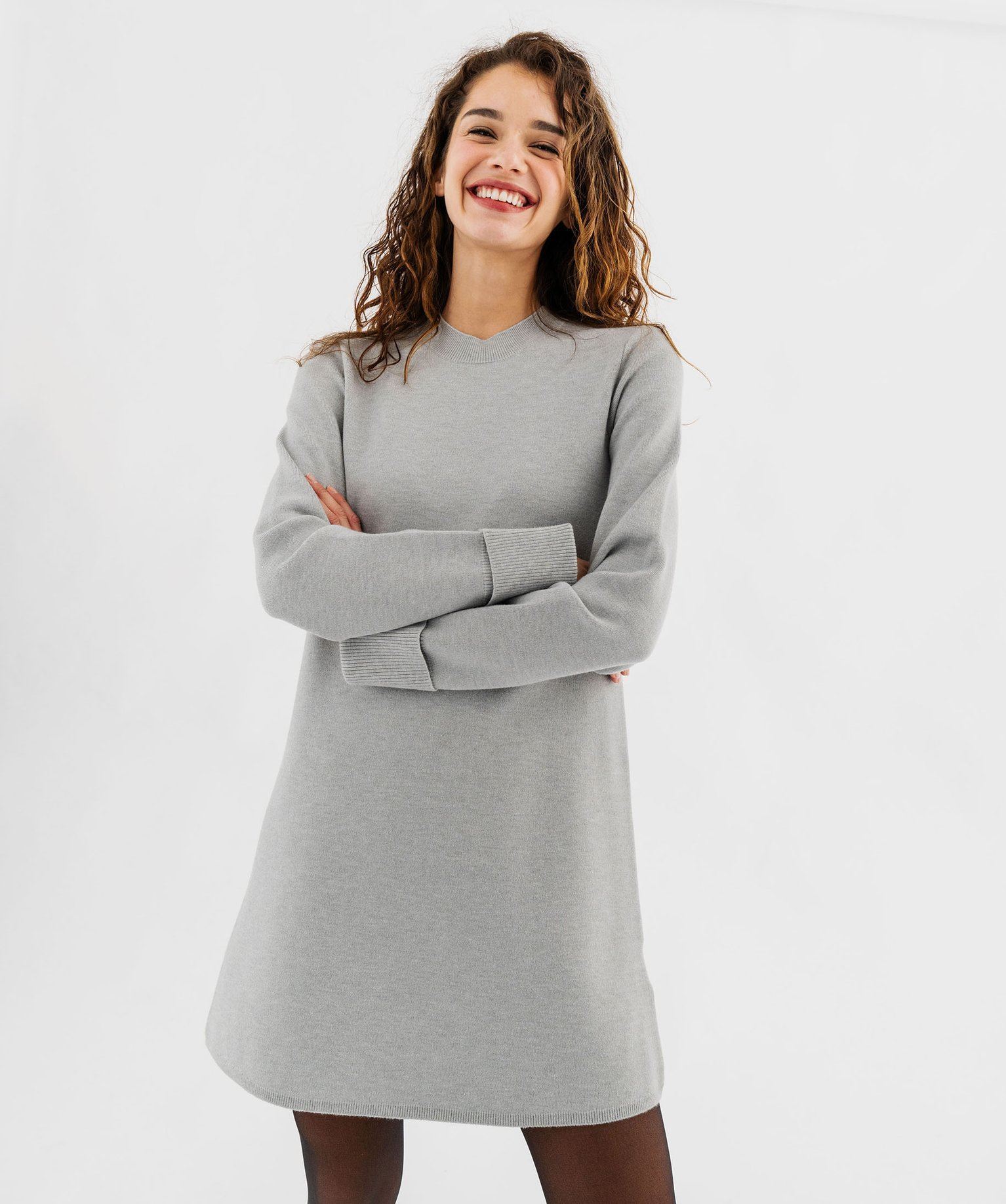 robe pull coupe evasee femme gris standard