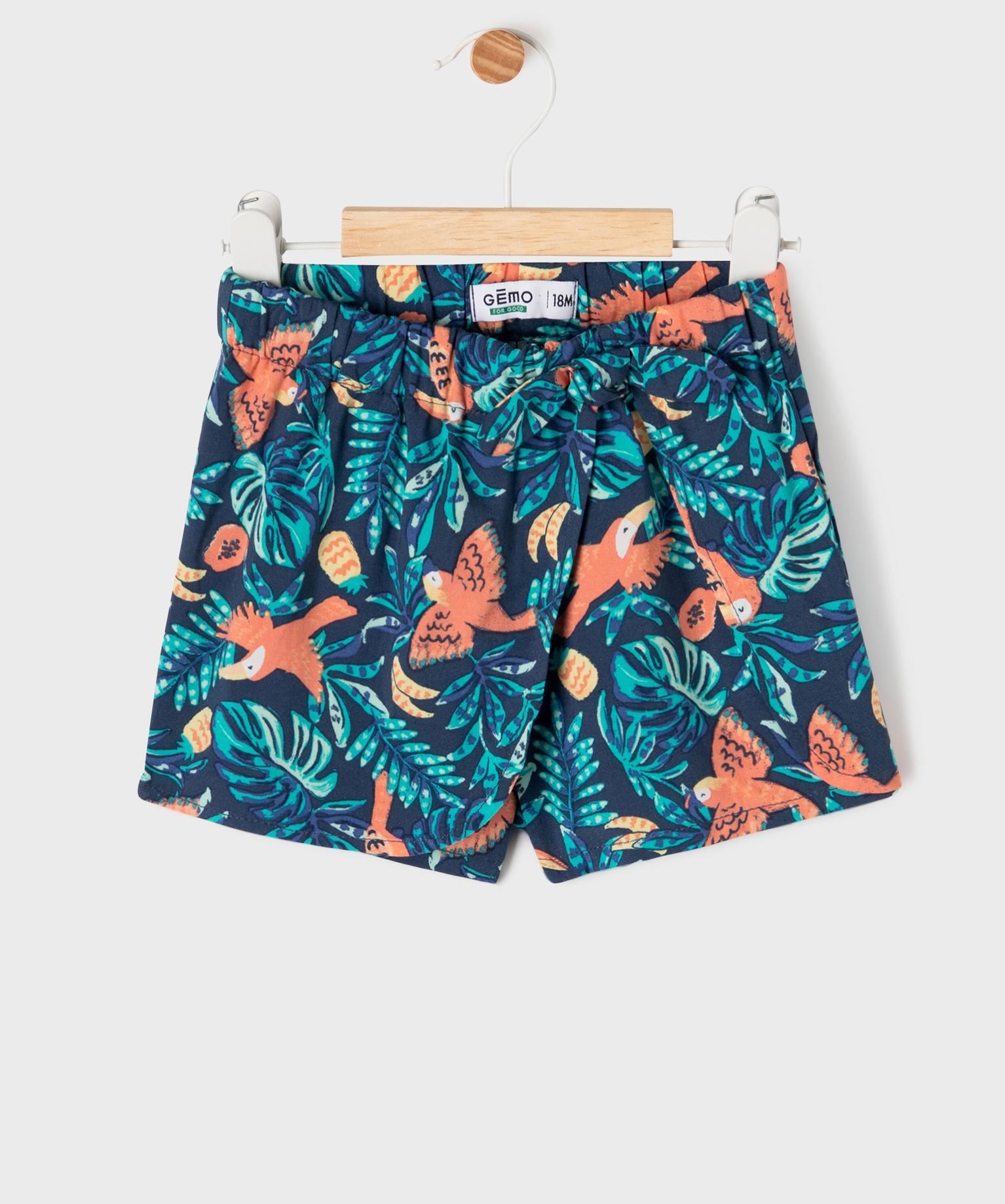 jupe short fluide imprime tropical bebe fille multicolore
