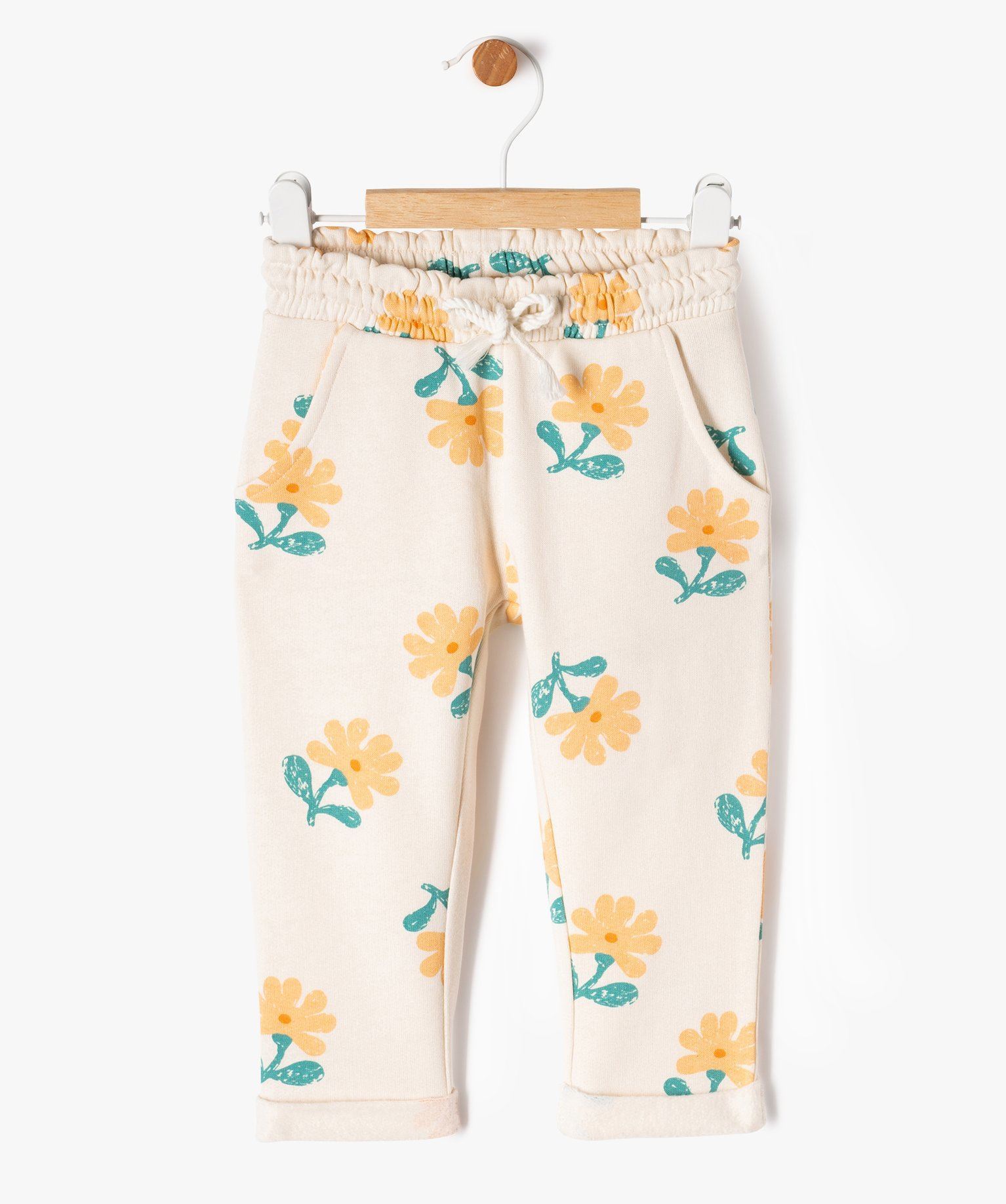 pantalon en maille avec taille elastique et revers bebe fille multicolore leggings
