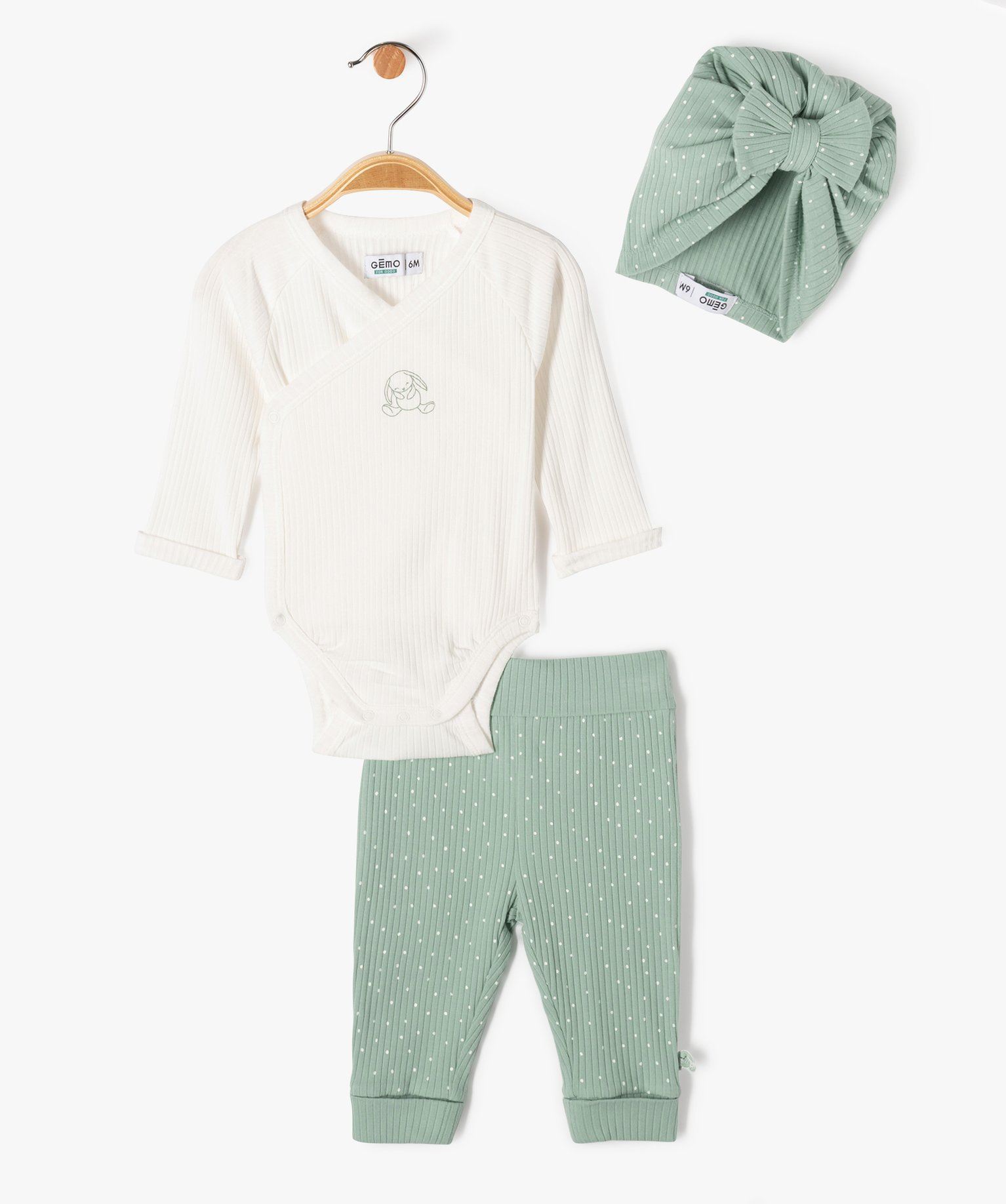 ensemble naissance evolutif 3 pieces bebe fille vert standard