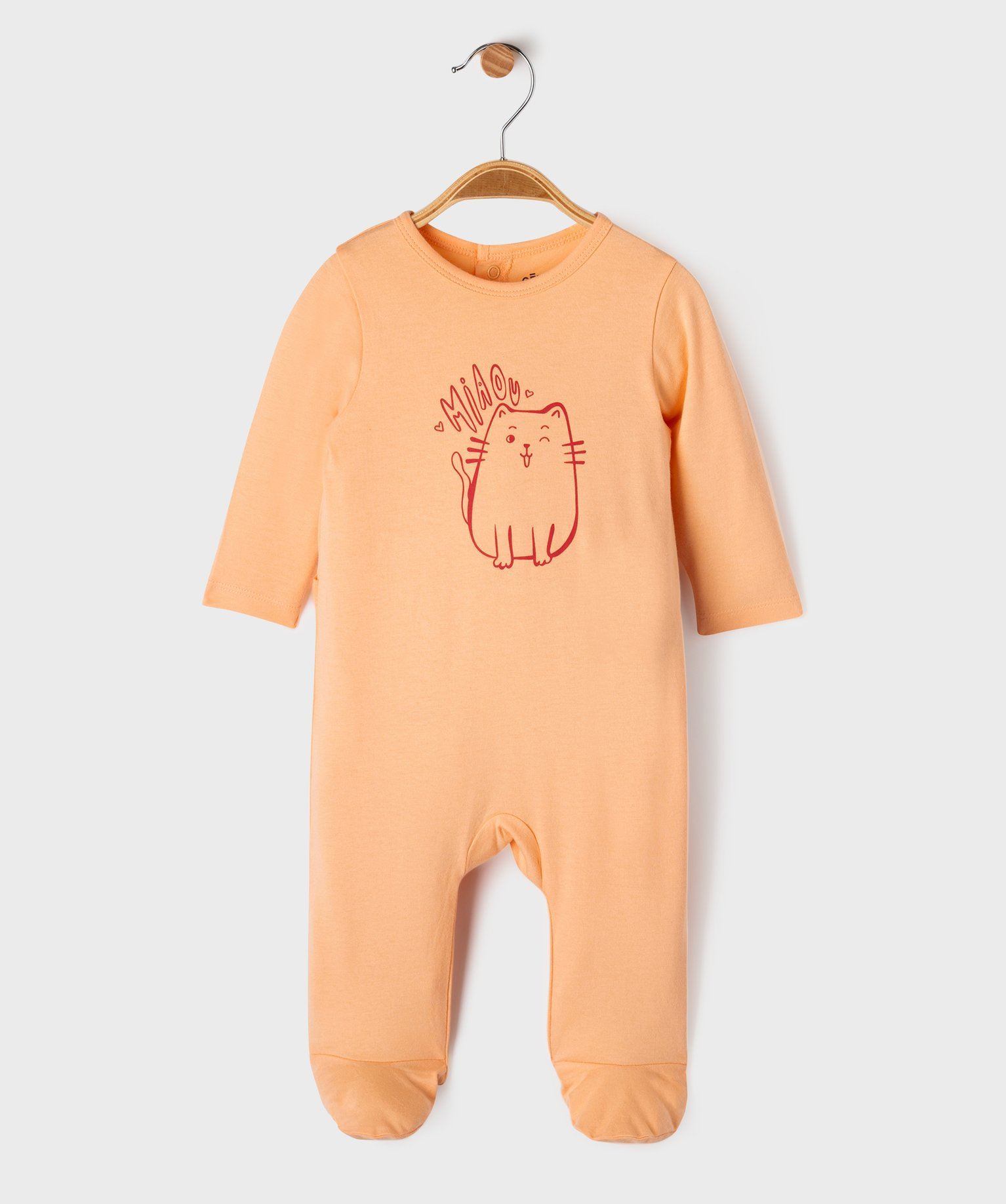 pyjama en coton avec motif poitrine bebe fille orange standard