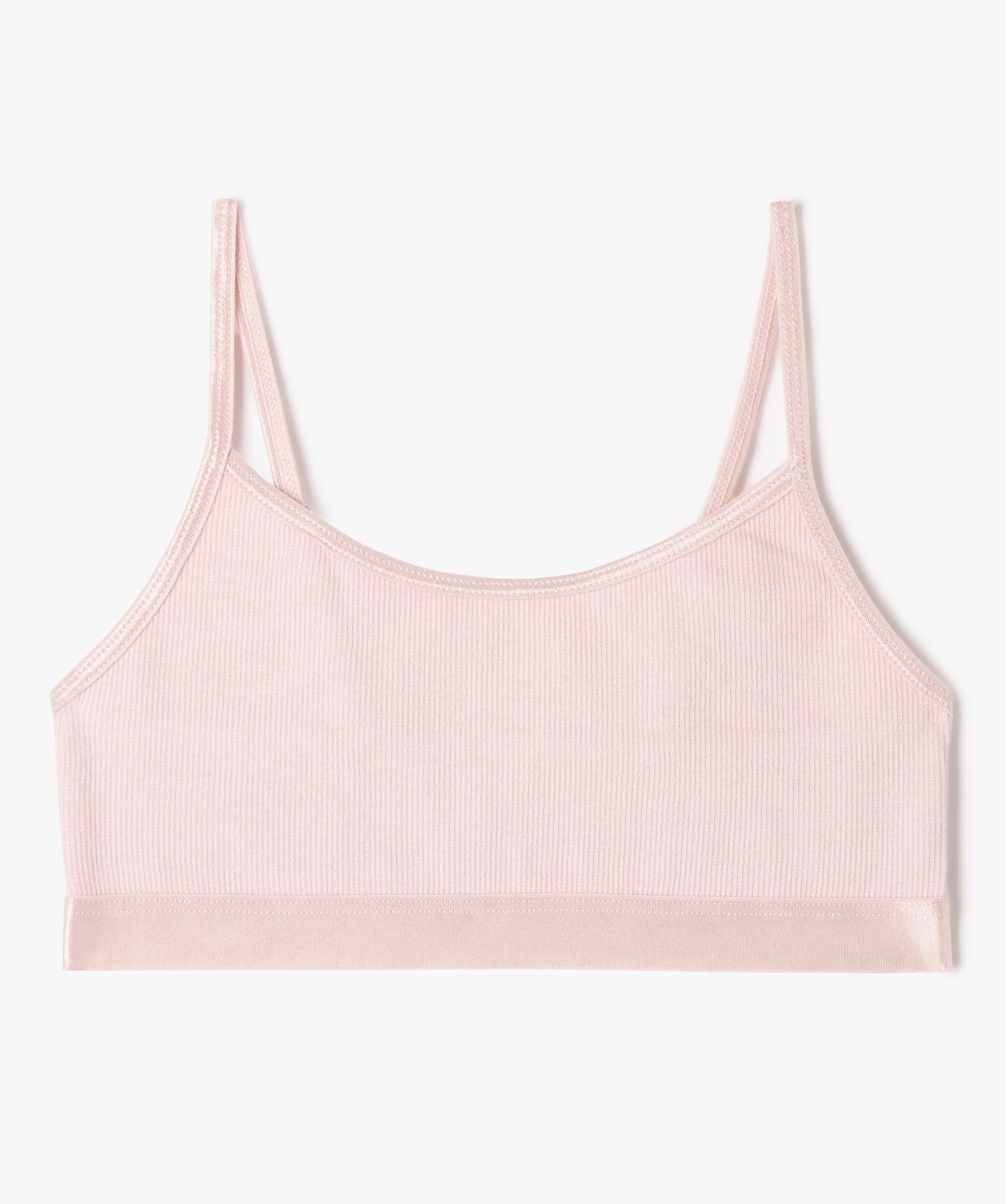 brassiere en maille cotelee a fines bretelles fille rose