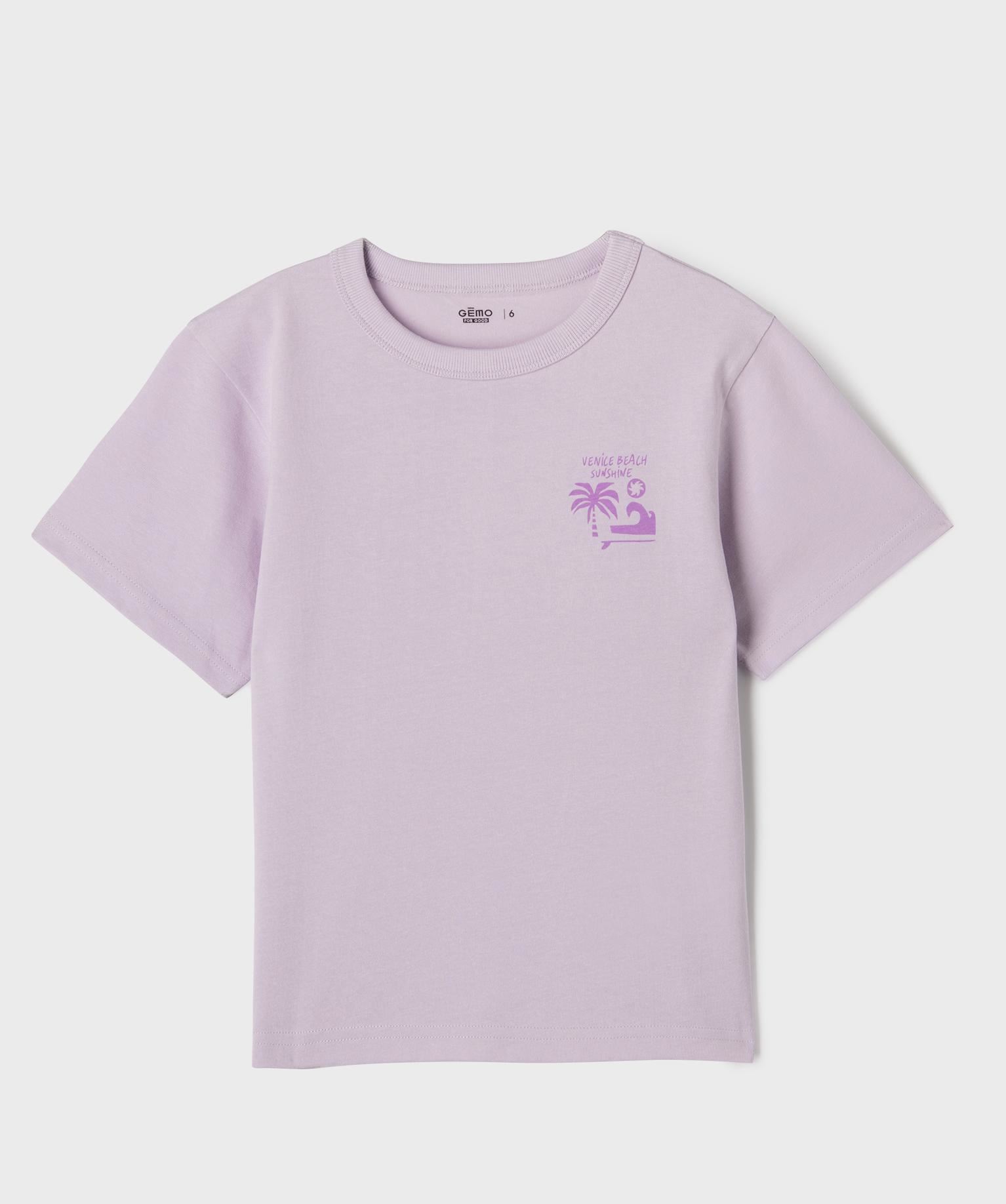 t-shirt manches courtes imprime garcon violet tee-shirts