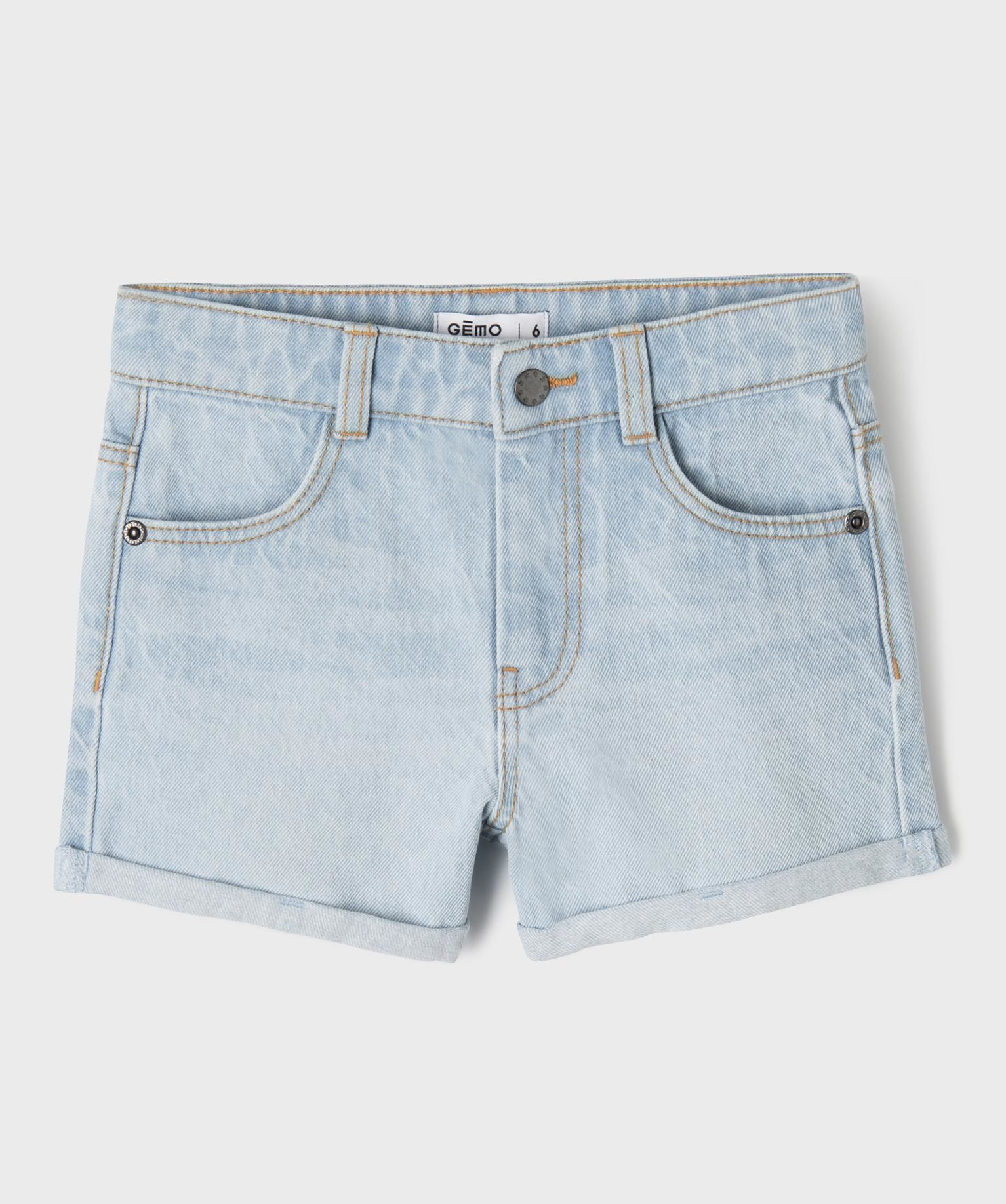 short en jean a revers taille ajustable fille blanc chine shorts