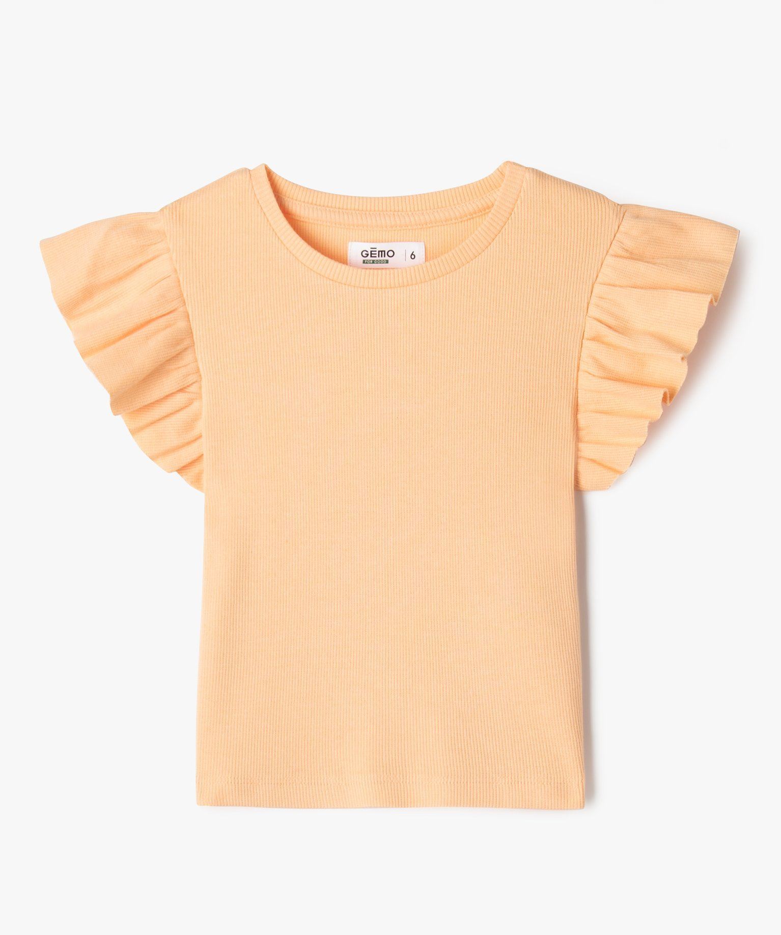 tee-shirt manches courtes a volants fille orange standard tee-shirts