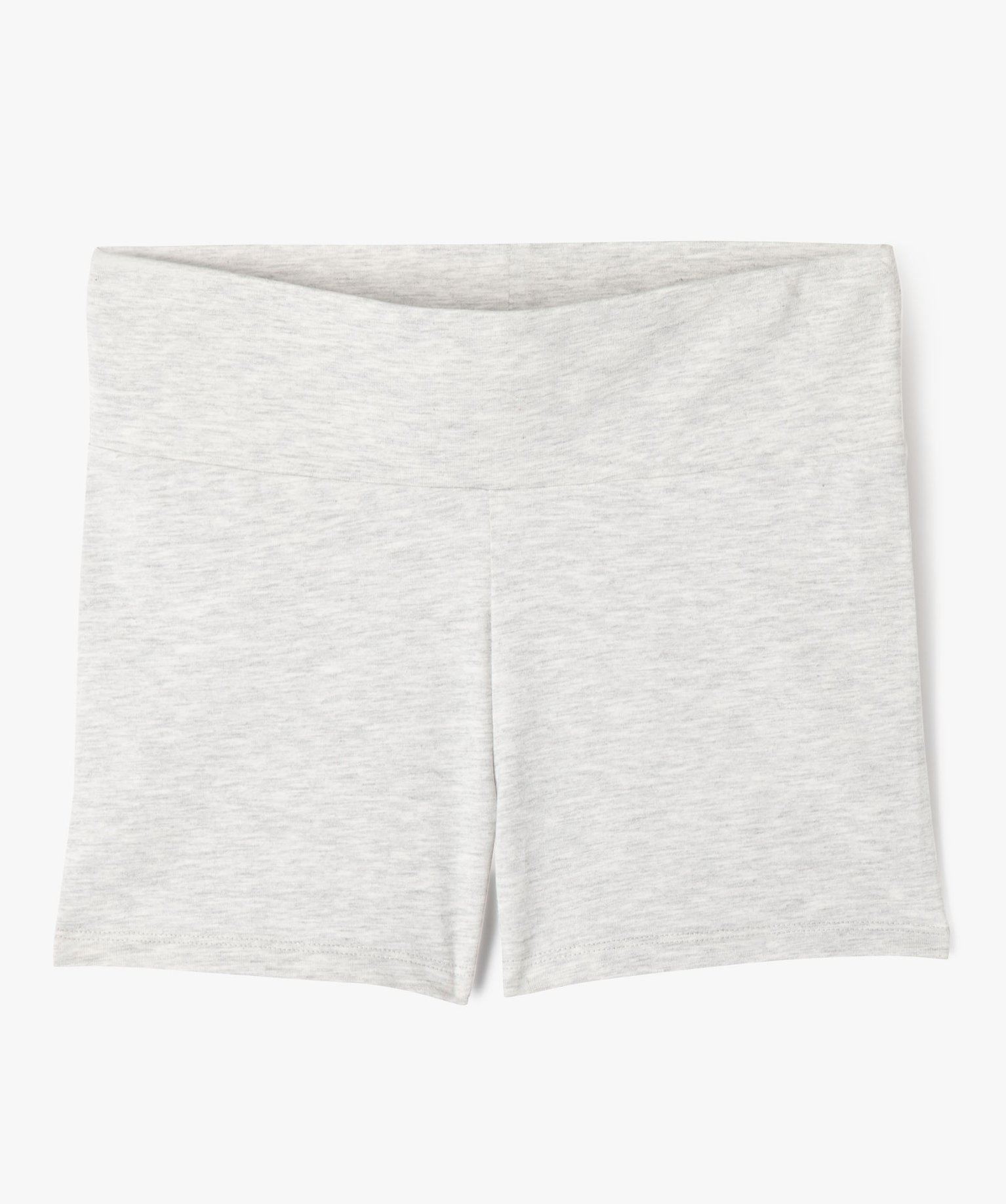 short en maille avec large taille elastique fille gris shorts