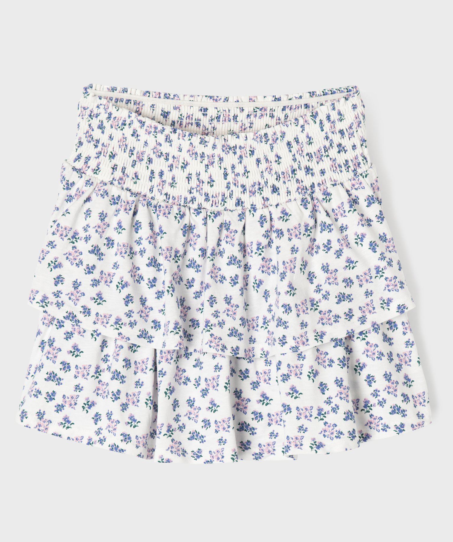 jupe short fleurie a volants et taille a smocks fille imprime