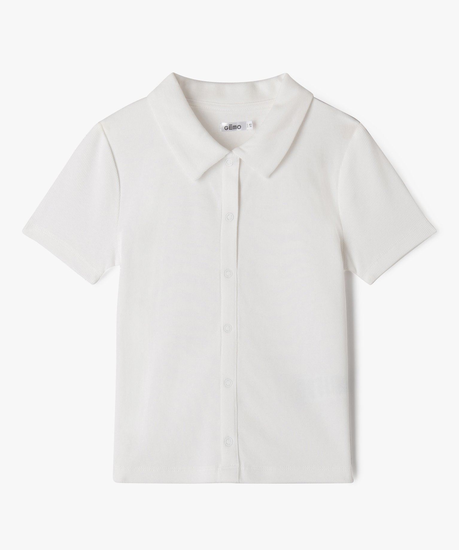 polo a manches courtes en maille cotelee fille beige tee-shirts