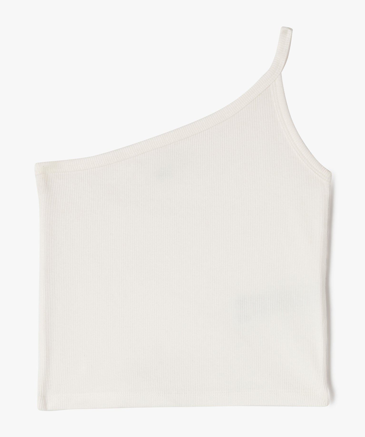 debardeur asymetrique en maille cotelee fille blanc chine debardeurs
