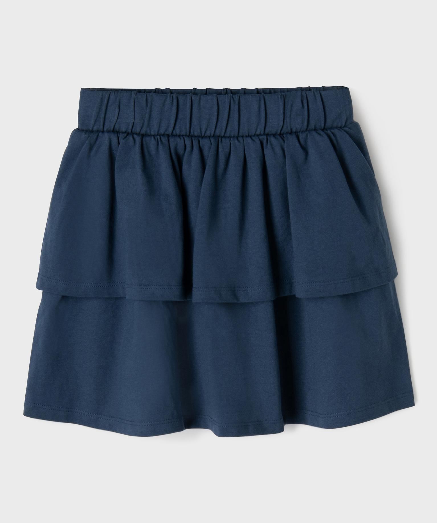 jupe en maille a volant et taille elastique fille bleu