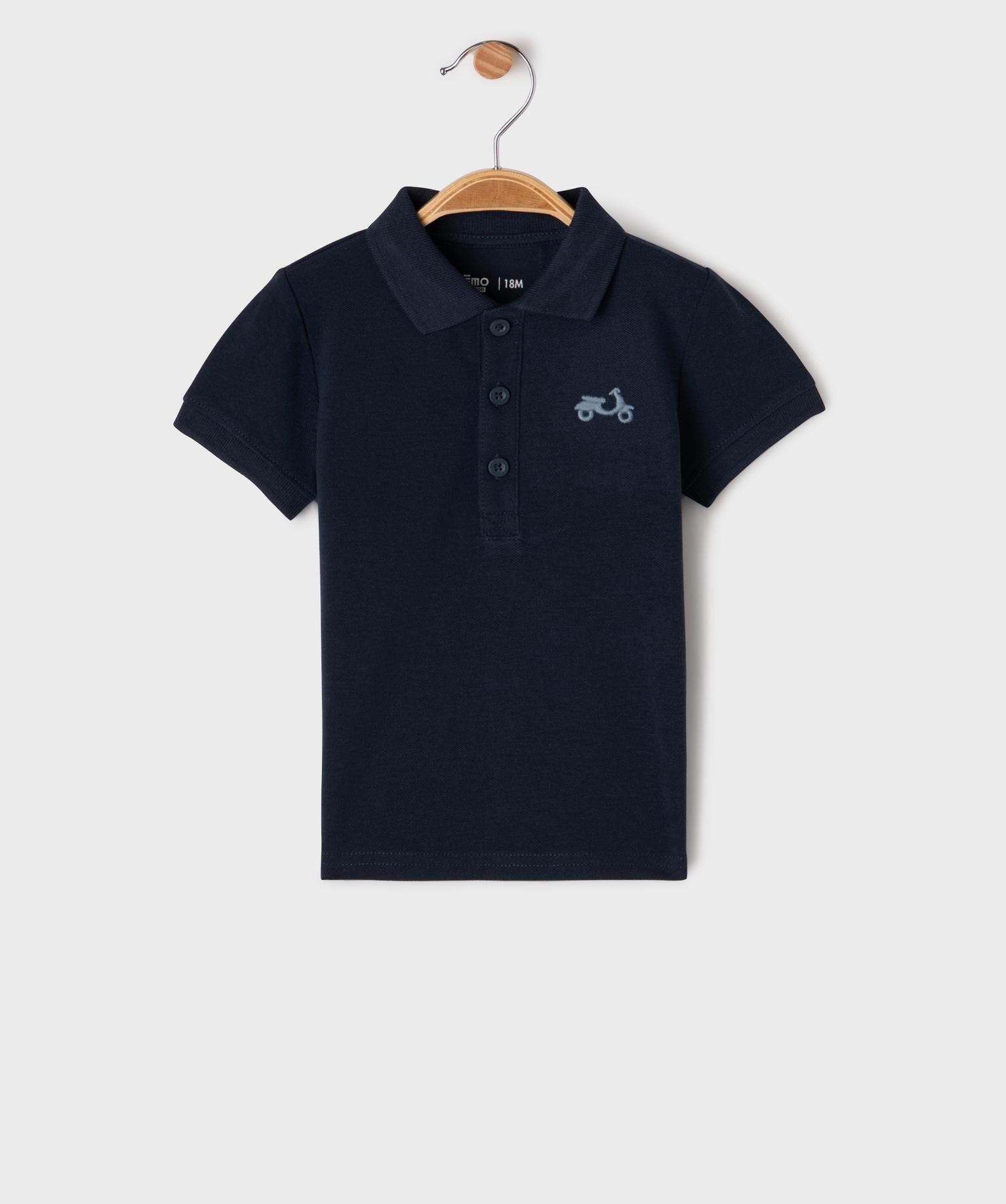 polo manches courtes en maille piquee a motif bebe garcon navy
