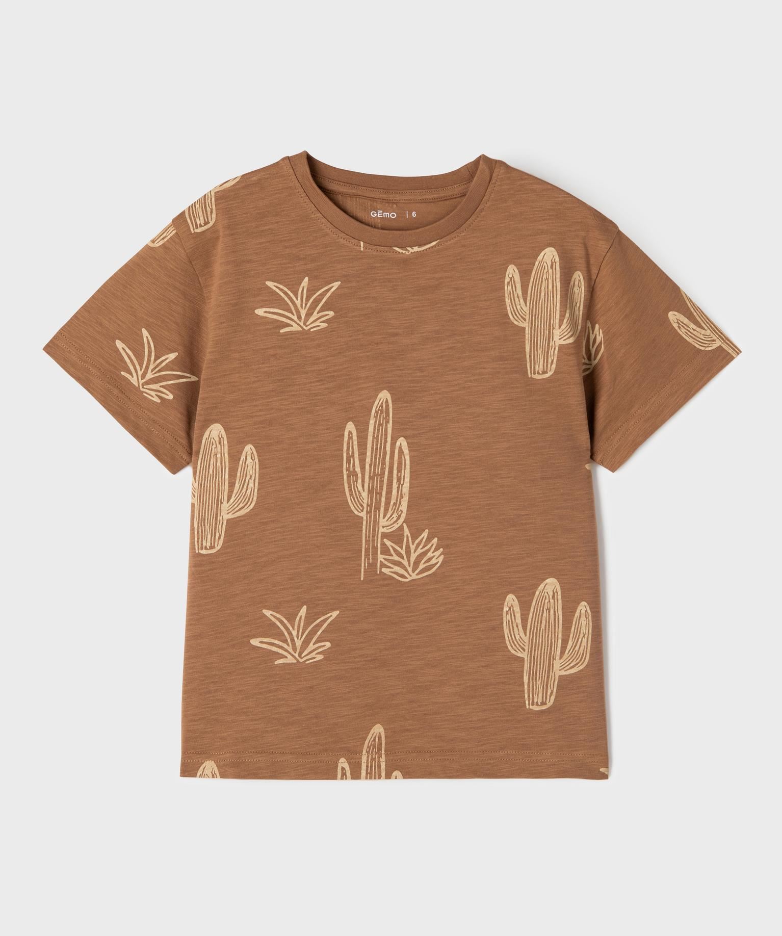 t-shirt imprime manches courtes garcon marron standard tee-shirts