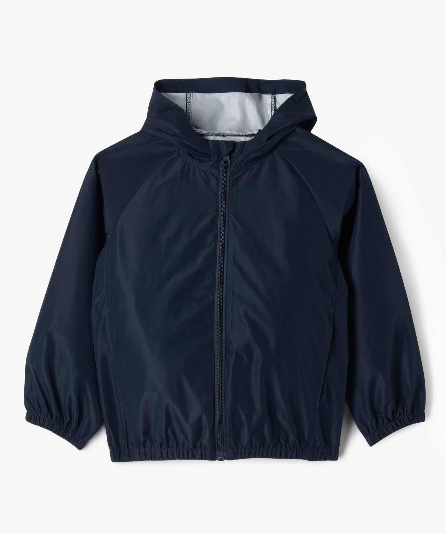 blouson impermeable a capuche garcon bleu