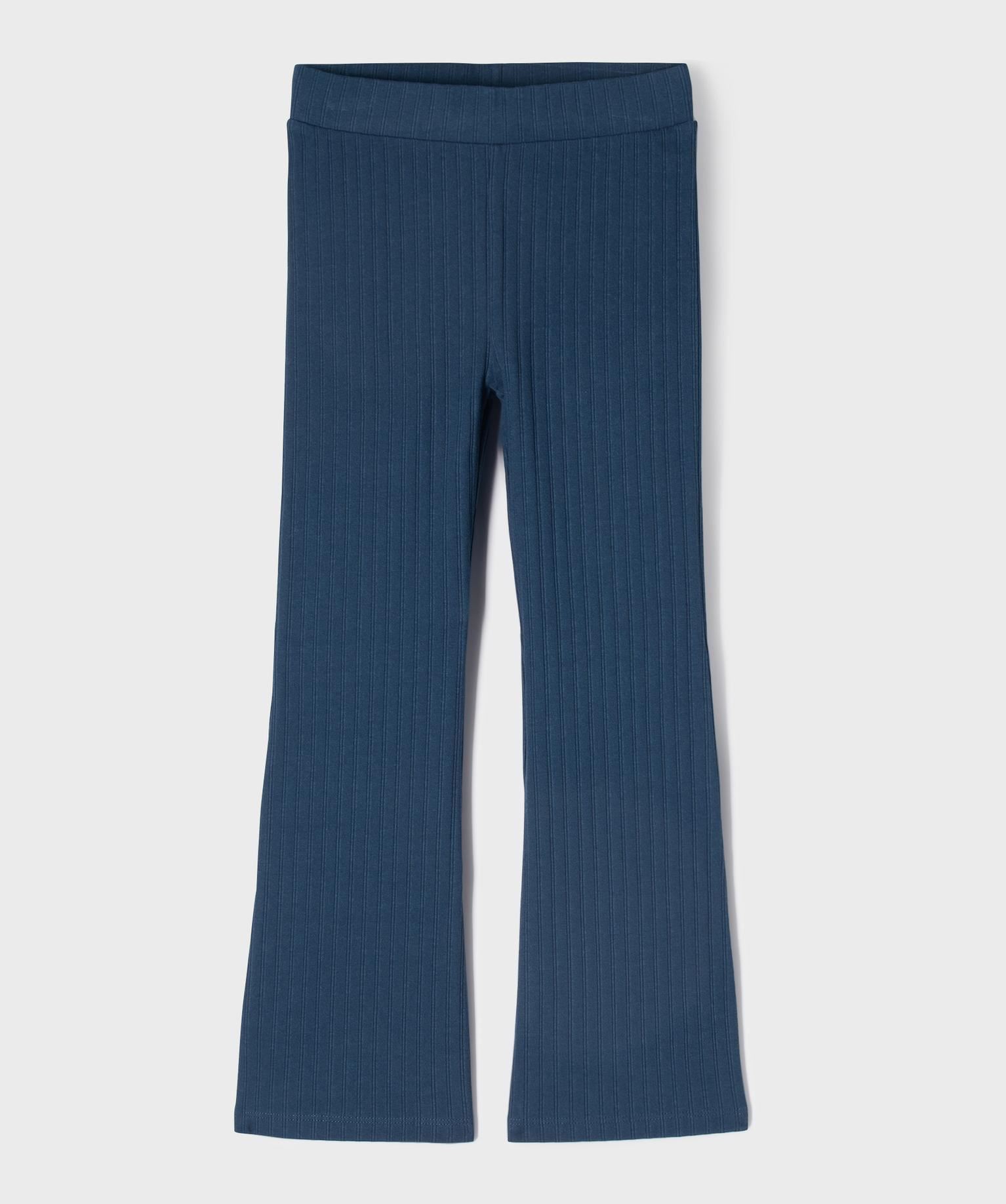 leggings flare en maille cotelee fille bleu