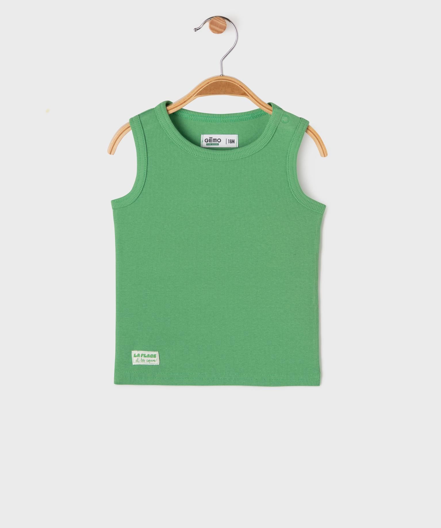 debardeur en maille cotelee bebe garcon vert vif