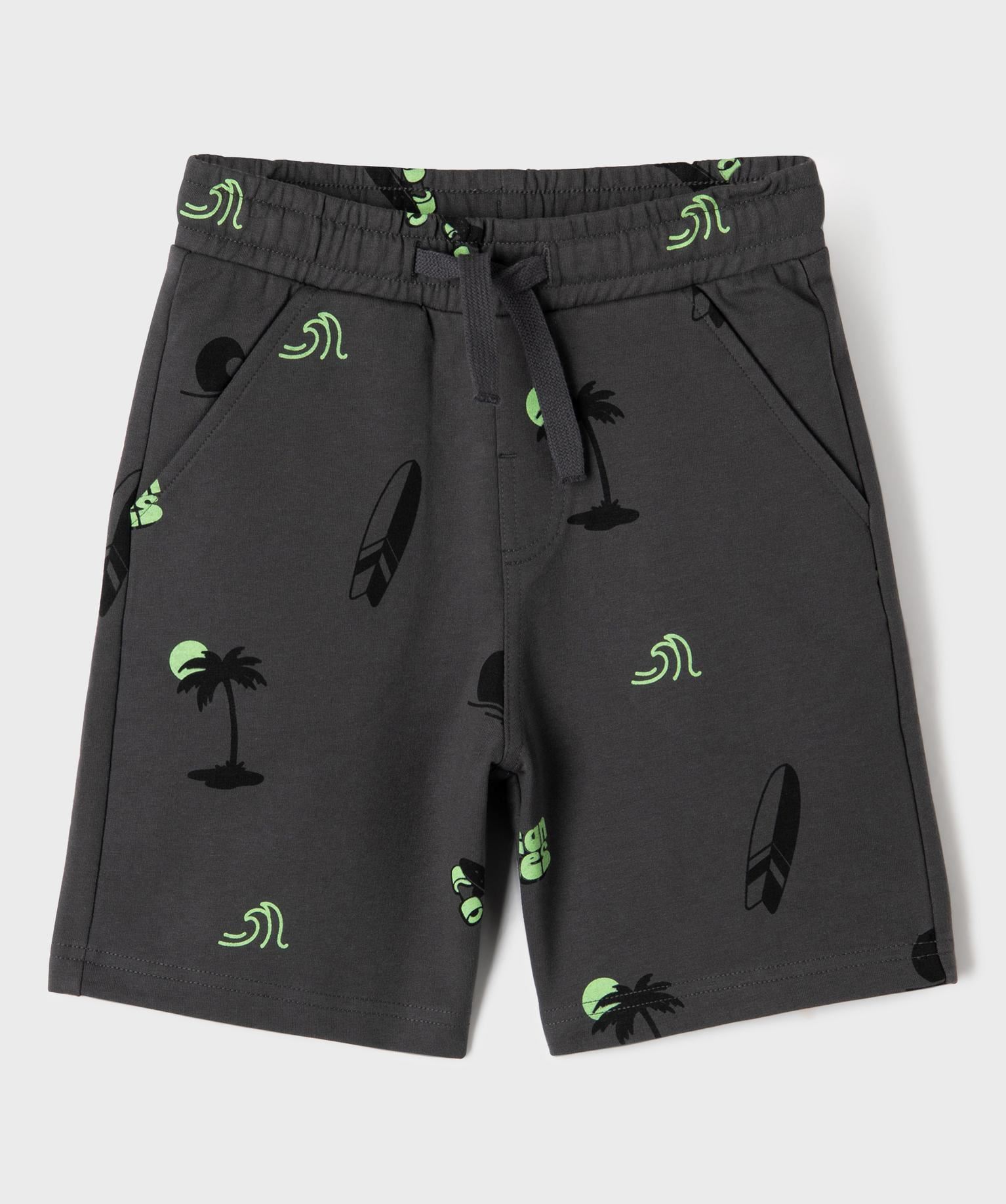 short en maille french terry a motifs garcon gris standard