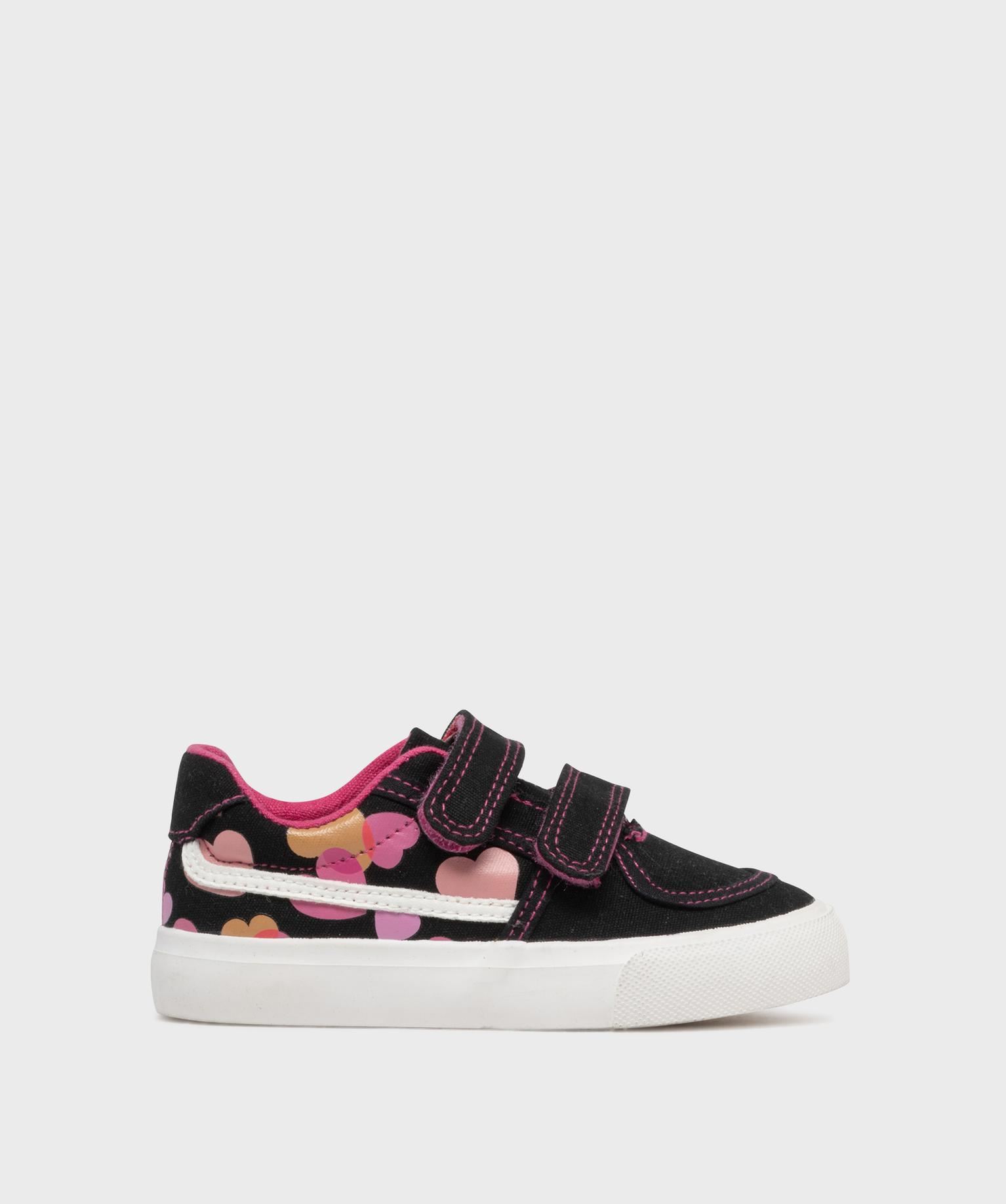 tennis en toile fermeture scratch fille - lovely wings noir standard baskets