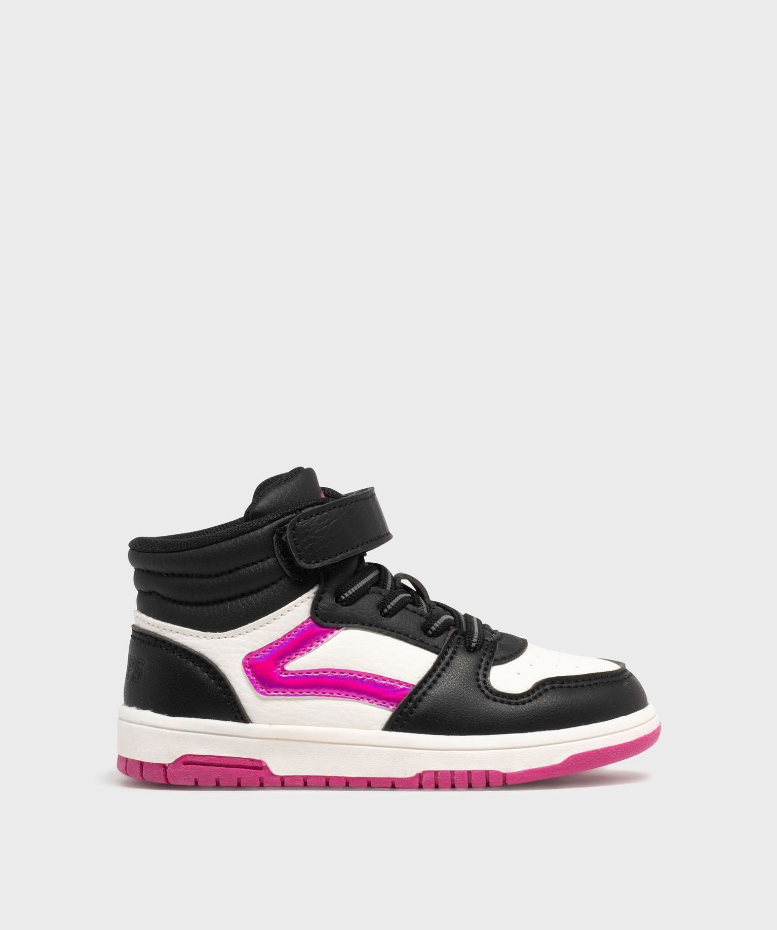 baskets montantes tricolores a lacets elastiques et scratch fille noir standard baskets