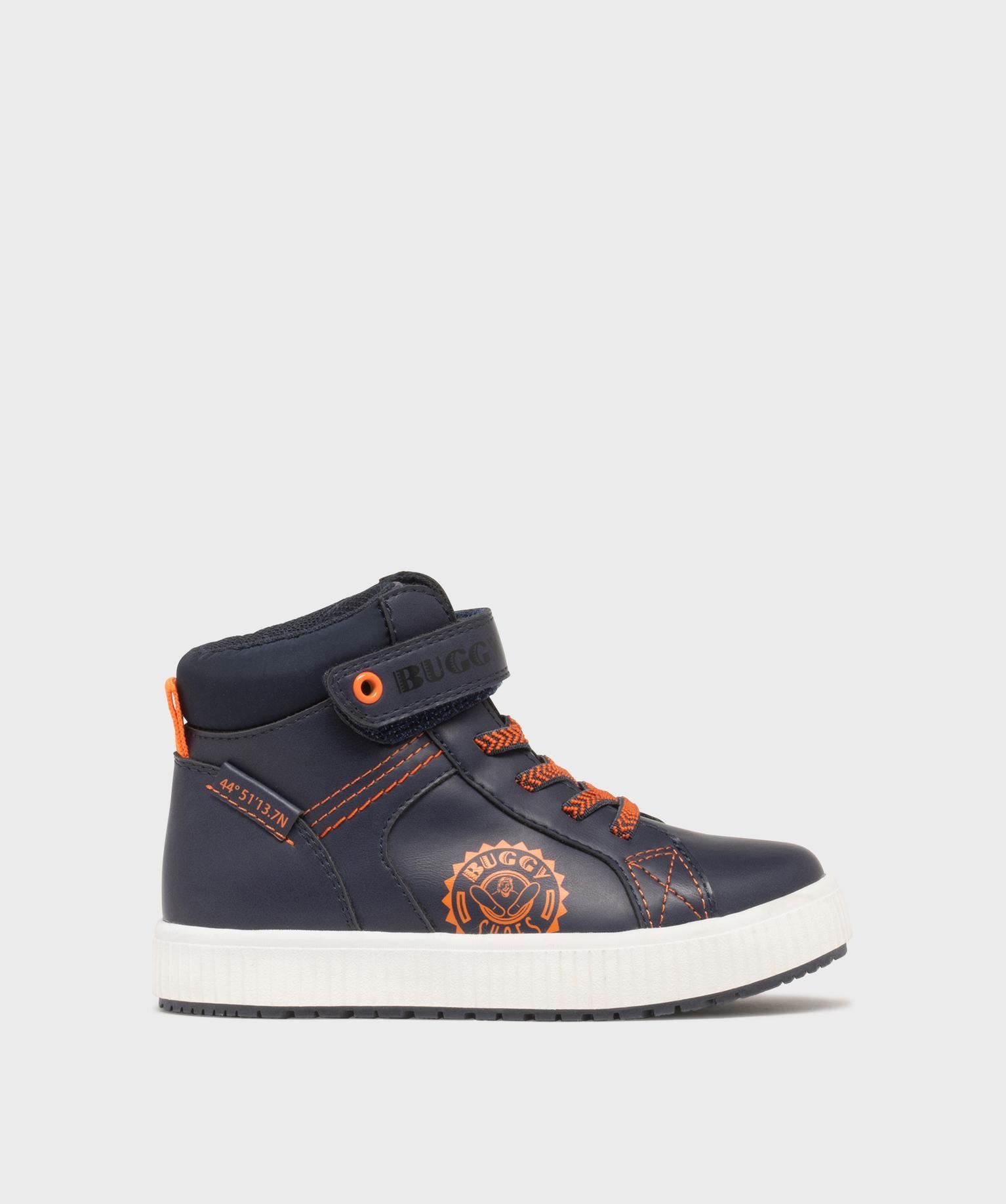 boots look sport avec lacets elastiques et scratch garcon - buggy shoes bleu