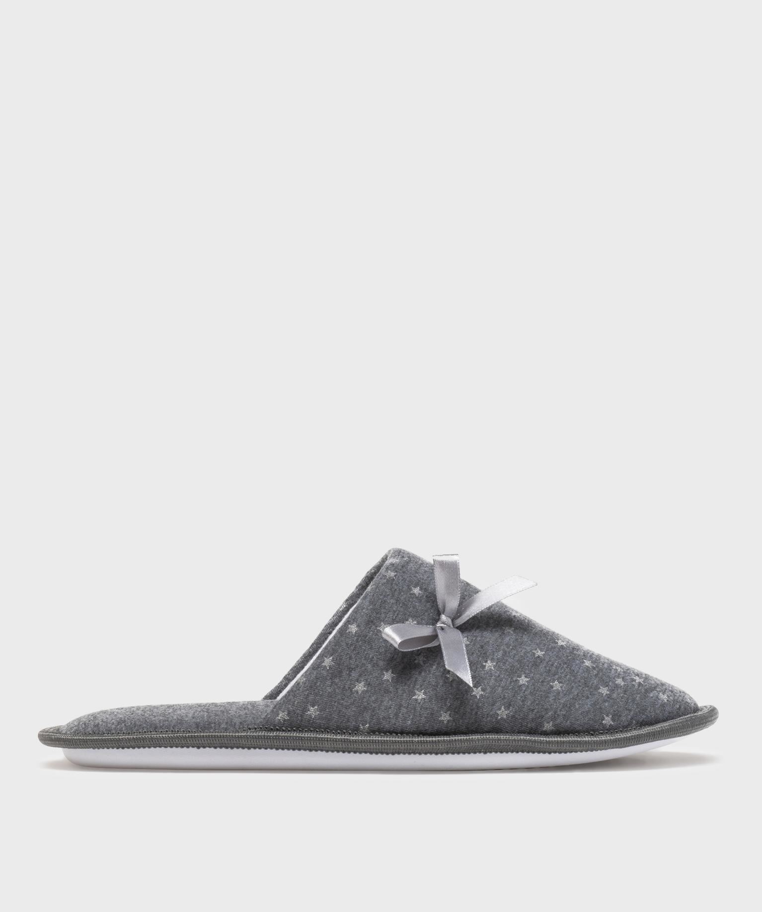 chaussons mules en jersey etoile femme gris standard