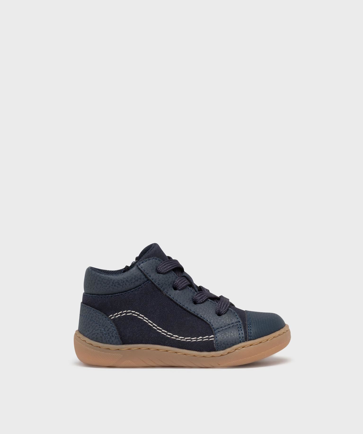 chaussures de marche fermeture lacets et zip bebe garcon - buggy bleu