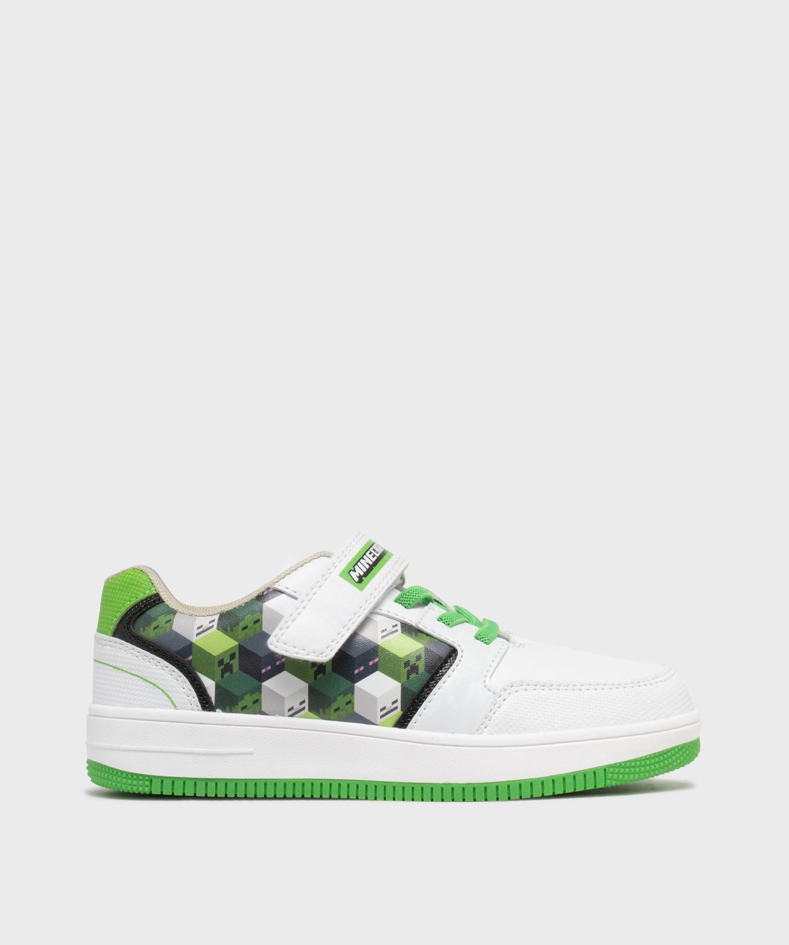 baskets basses a scratch et lacets elastiques garcon - minecraft blanc standard baskets