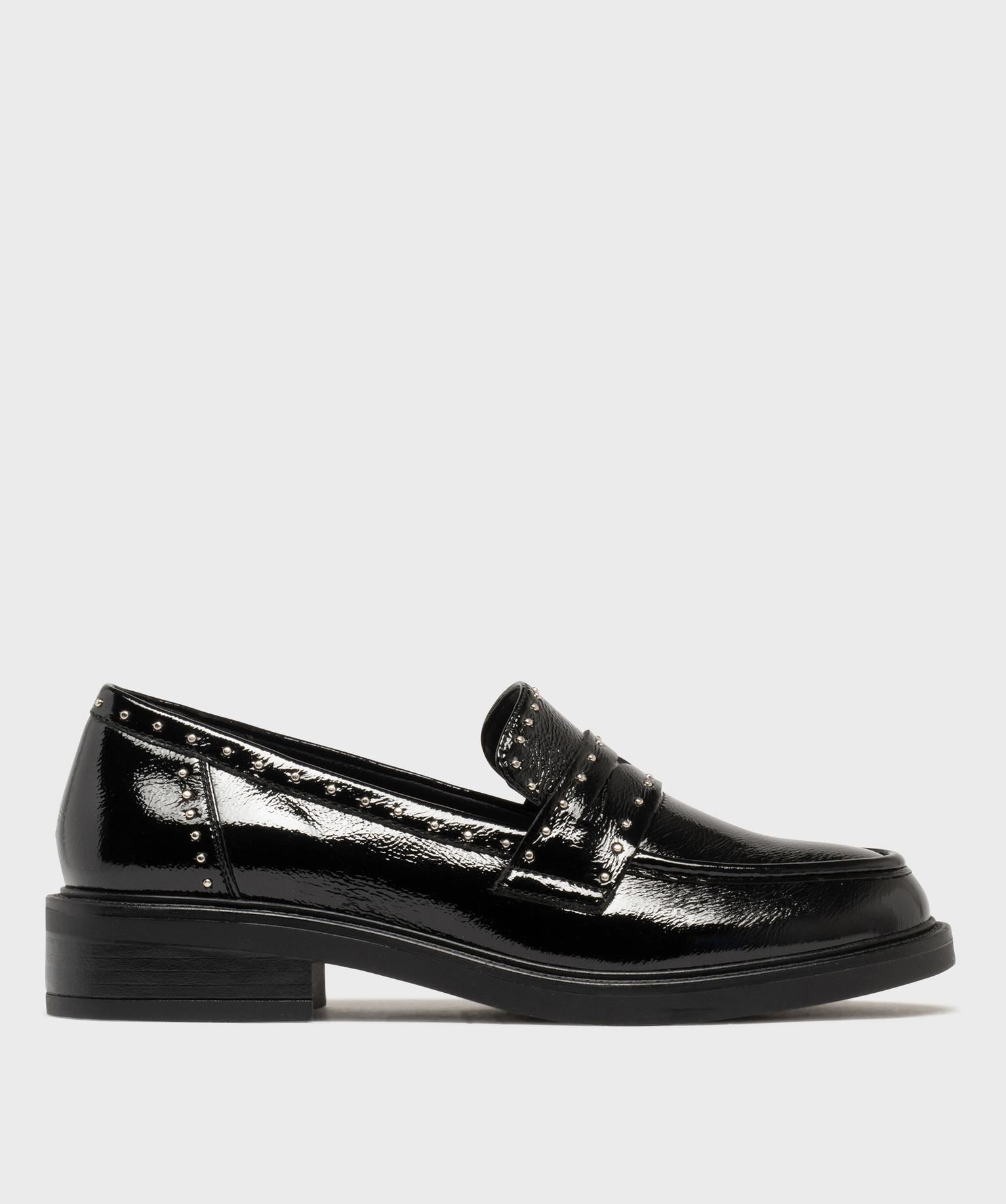 mocassins vernis a clous femme noir vif mocassins
