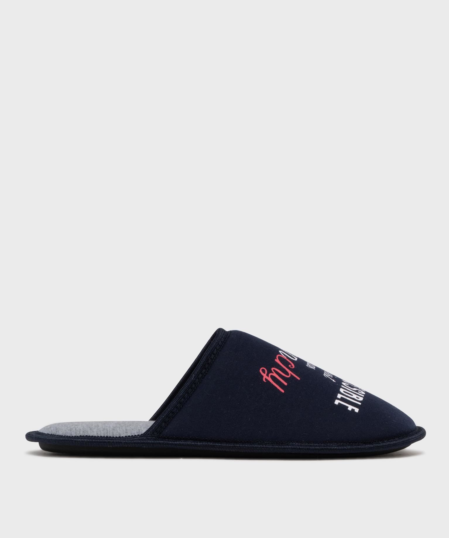 chaussons mules en jersey imprime homme bleu