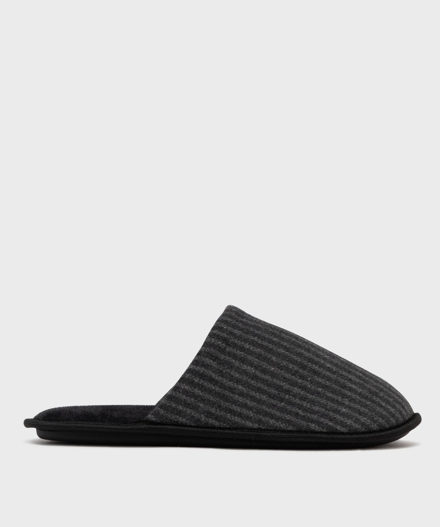chaussons mules a rayures homme noir standard